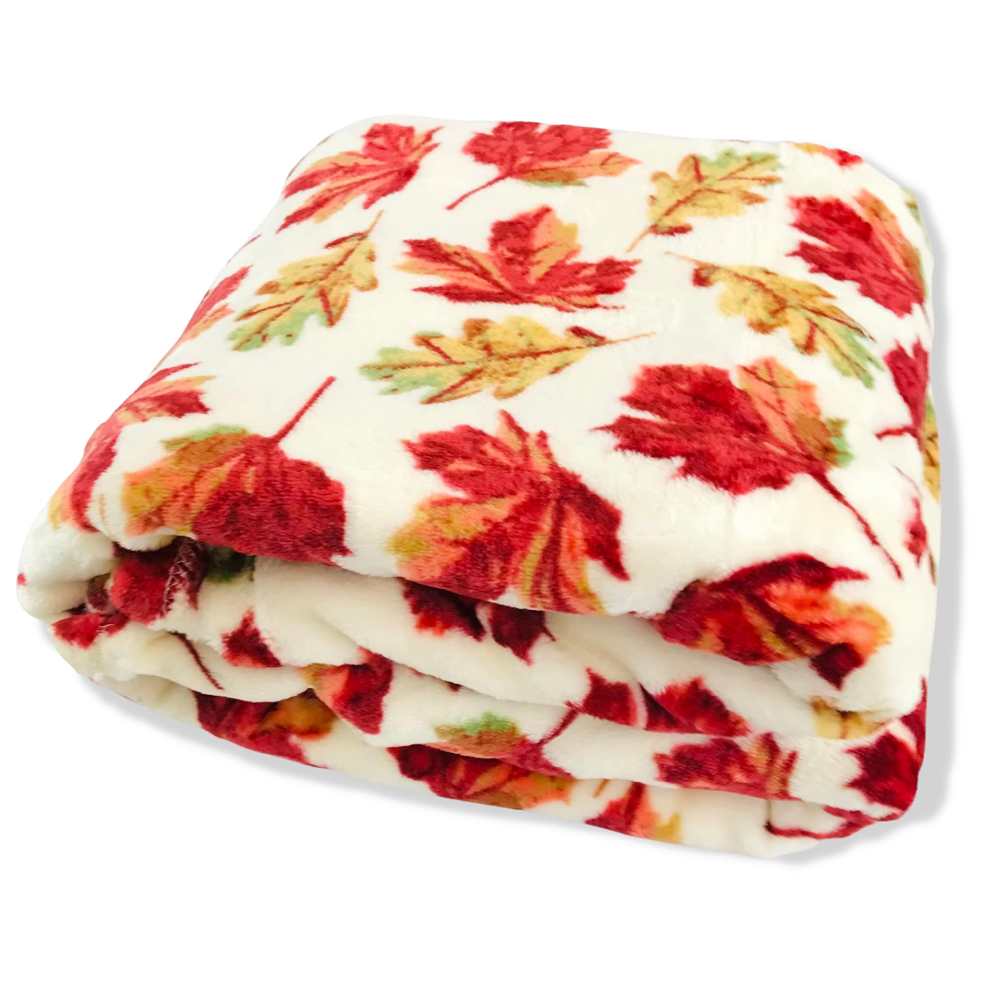 Soft Microfleece Autumn Throw Blanket with Maple Leaf Print - Cozy Microfiber Blanket for Couch, Bed, Dorm & Outdoor Use - Perfect for Fall Decor, Camping, Picnics and Seasonal Home Accents