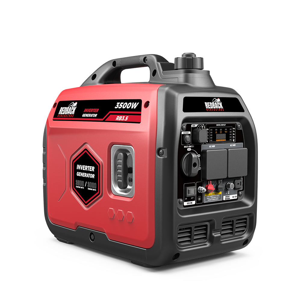 Redback RB3.5 Portable Inverter Generator 3500W 3.5KVA - Quiet, Lightweight & Reliable Power for Camping, RV Trips & Emergency Backup