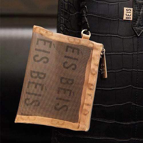 Premium Beige Mesh Pouch Trio Set - Breathable Storage Bags for Travel, Gym & Organizing Jewelry, Makeup & Accessories