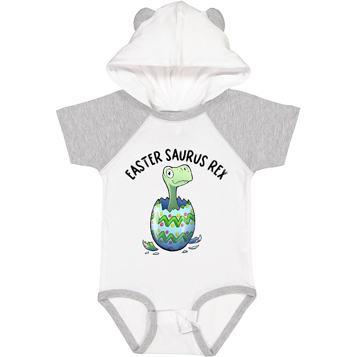 Inktastic Easter Saurus Rex Dinosaur Hatching Easter Egg Baby Bodysuit - Cute Dinosaur Themed Outfit for Easter Celebrations, Baby Showers & Holiday Photos
