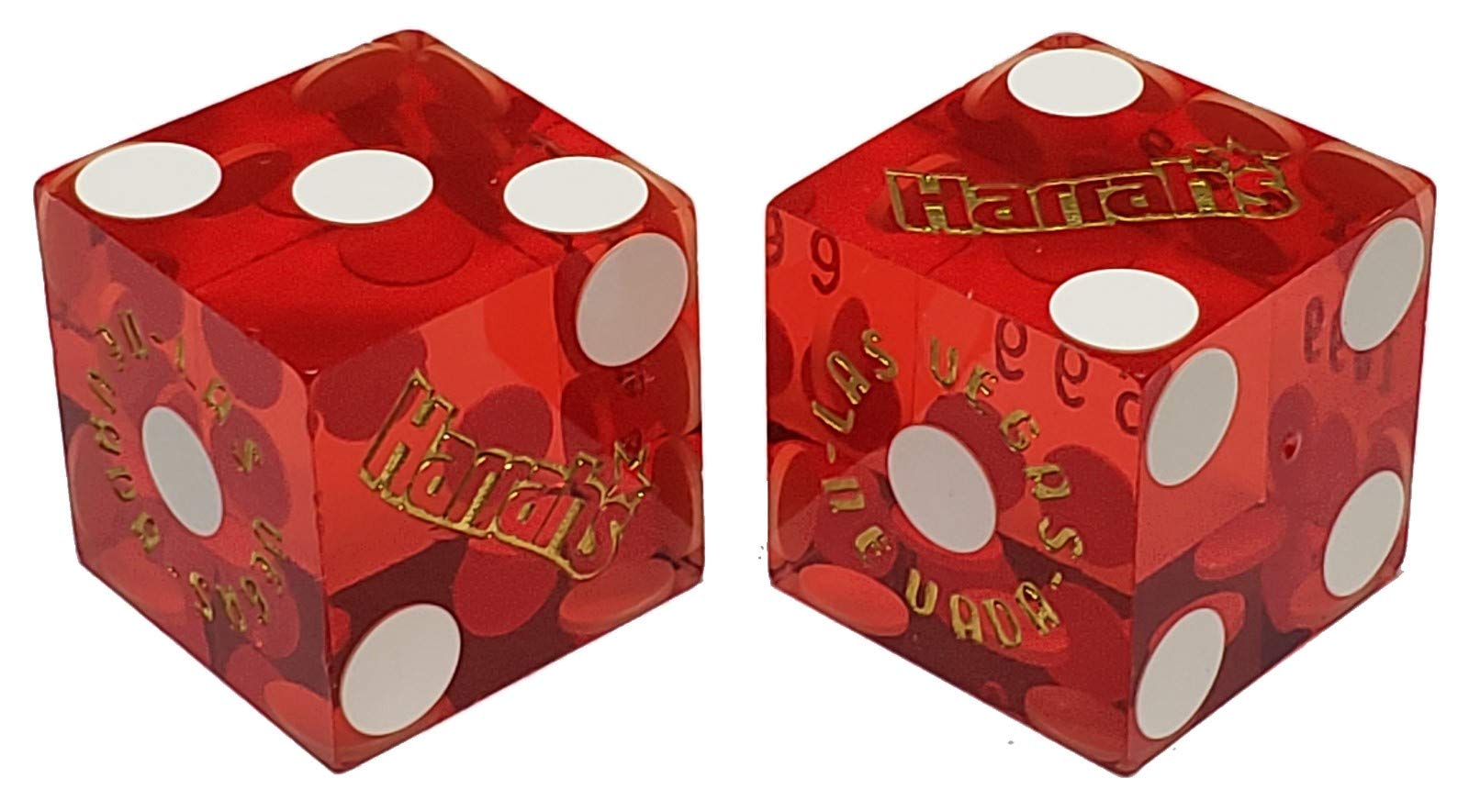 19mm Professional Craps Dice Pair with Matching Serial Numbers - Authentic Las Vegas Casino Quality (Harrah's Red Polished) for Casino Games, Home Practice, and Tabletop Gaming