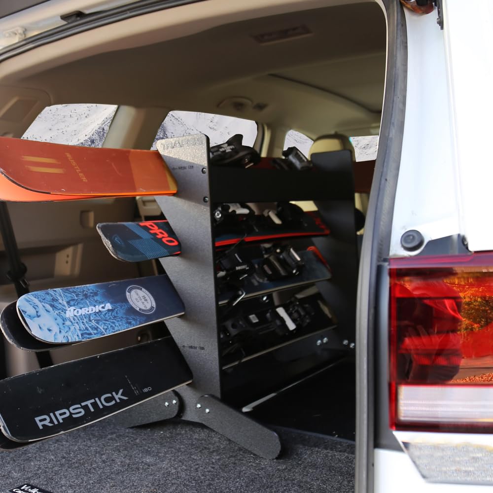 TRAPSKI Ski Rack Tower with Security Strap - SUV/Van Ski Carrier Organizer | Heavy-Duty HDPE Plastic Ski Holder for SUVs, Minivans, Crossovers & Hatchbacks | Made in USA | Perfect for Winter Sports & Road Trips