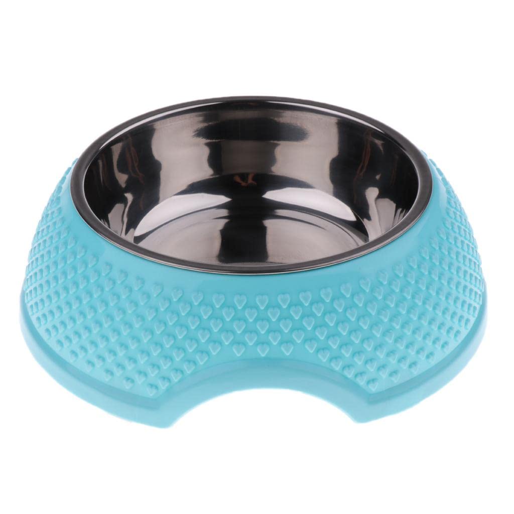 Non-Slip Stainless Steel Pet Bowl for Dogs & Cats - Sky Blue Feeder & Water Dish for Anti-Tip Mess-Free Feeding at Home or Travel