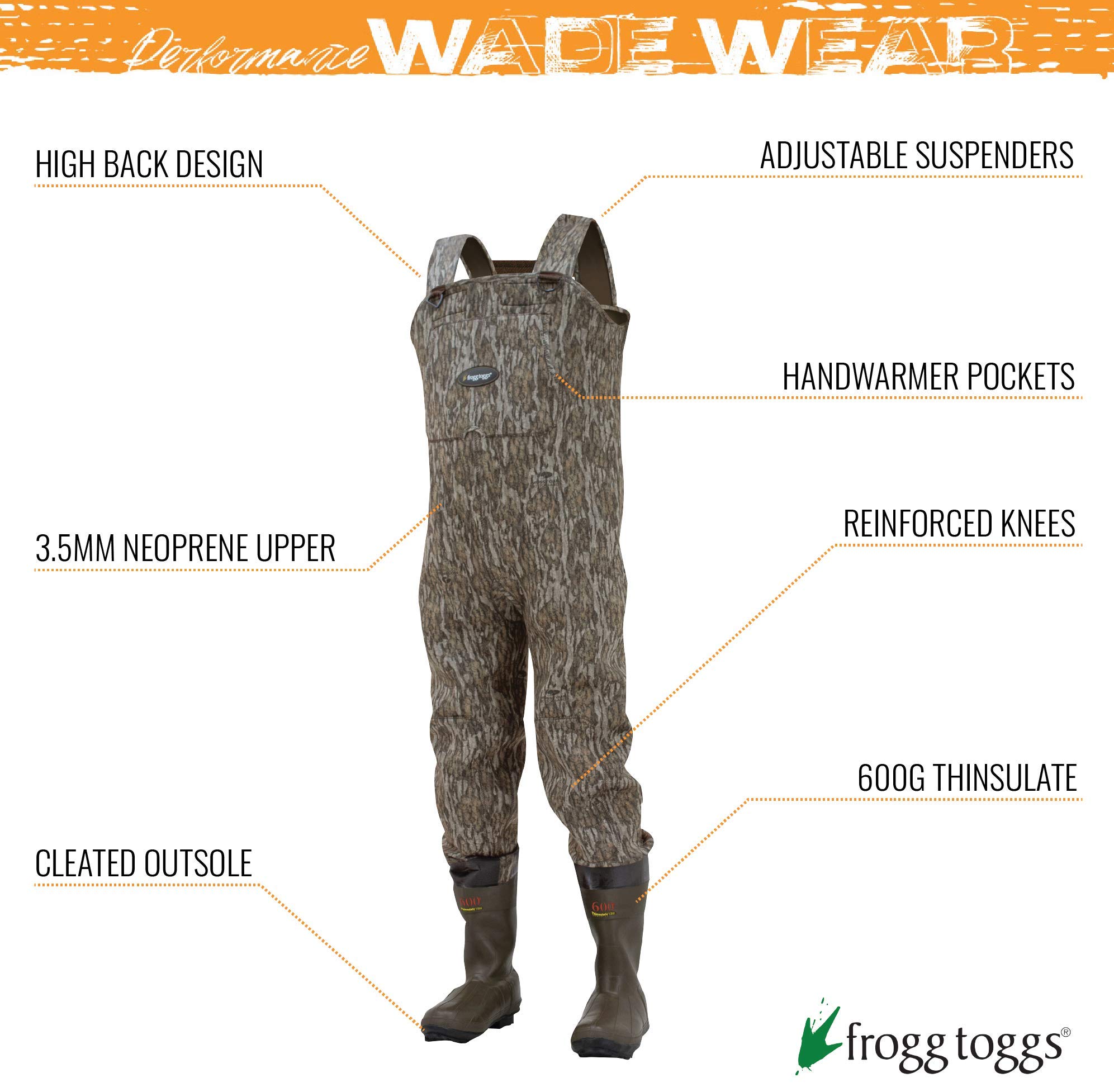 FROGG TOGGS Amphib Neoprene Bootfoot Camo Chest Waders for Men - Waterproof Hunting Waders Size 7 - Ideal for Duck Hunting, Fishing & Outdoor Adventures