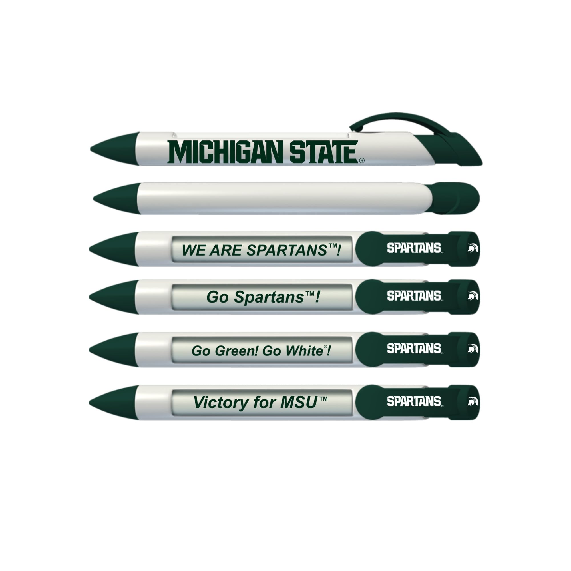 Michigan State Sticky Note Desk Set with Rotating Message Pen (2241) - Perfect Office Supplies for College Students & Spartan Fans - Great for Dorm Rooms, Work Desks & Gift Giving