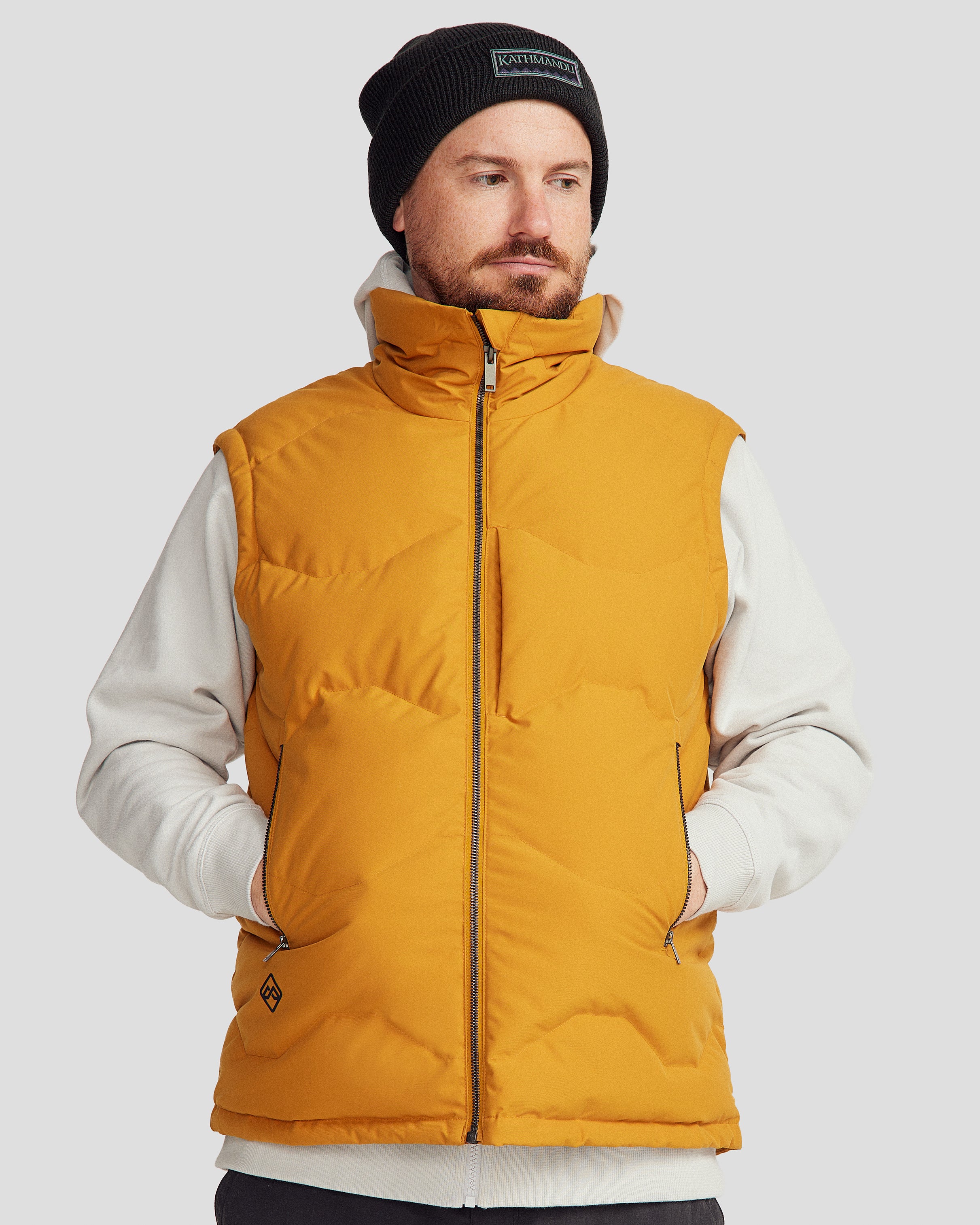 Men's Frisco X Down Vest - Lightweight Warm Puffer Jacket for Outdoor Activities - Golden Oak Color for Fall & Winter Fashion