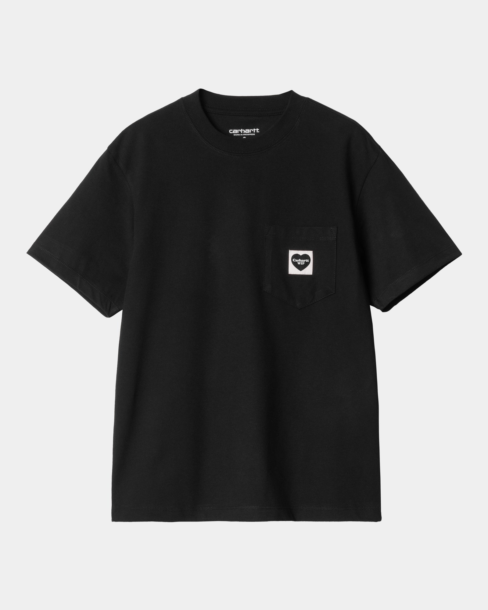 Women's Heart Print Pocket T-Shirt - Soft Cotton Casual Tee for Everyday Wear | Black & Black | Perfect for Casual Outings, Dates, and Layering