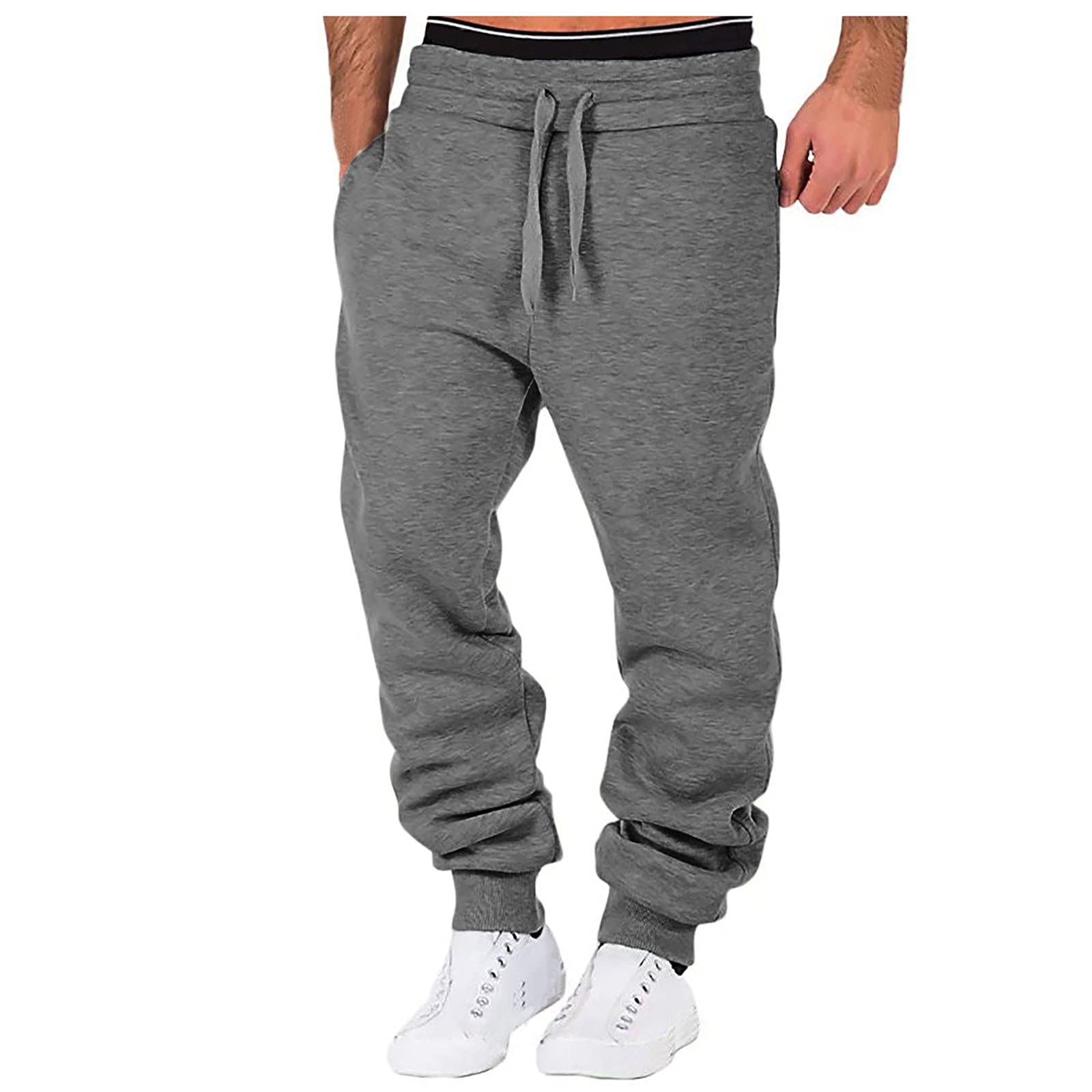 Men's Cargo Jogger Pants with Drawstring Waist & Elastic Cuffs - Slim Fit Sweatpants with Pockets for Casual Wear - Big & Tall Sizes M-5XL - Perfect for Gym, Running, Travel & Lounge