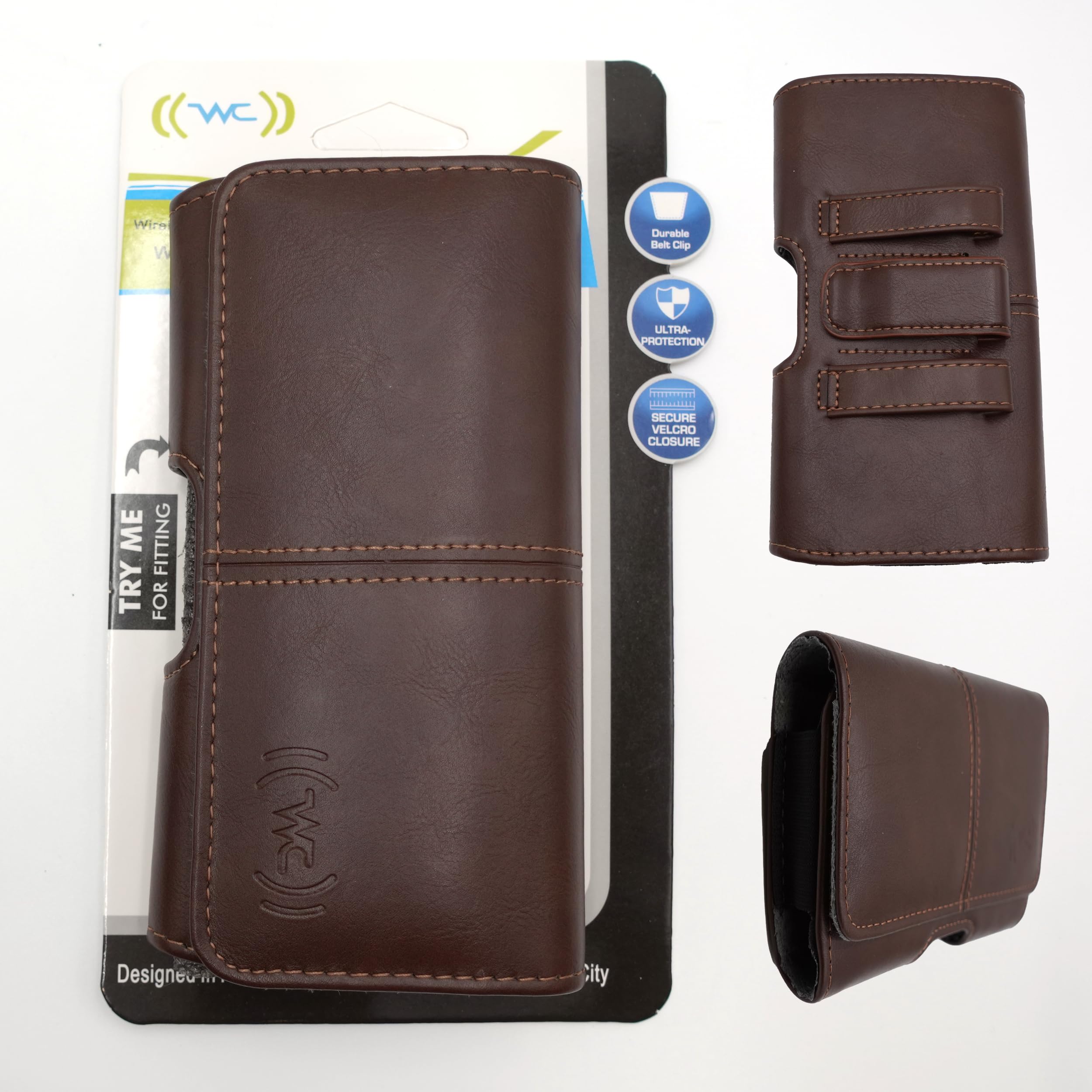 Premium Leather Phone Holster for iPhone SE/8/7/6s - Horizontal Belt Clip Pouch with Secure Loop | Durable Protective Case Holder for Men (Brown, Small) | Ideal for Work, Travel & Outdoor Activities