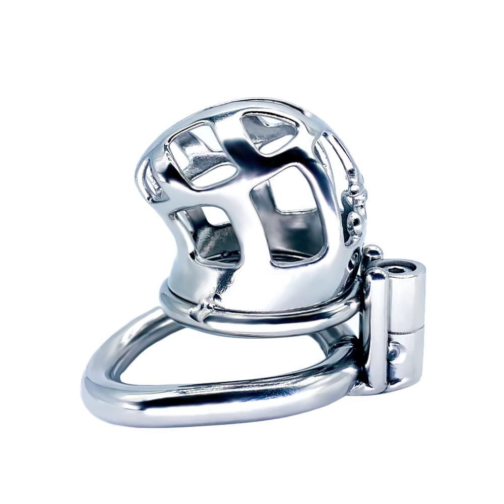 Lightweight Curved Stainless Steel Male Chastity Cage - Beginner-Friendly Metal Chastity Device with 50mm Ring | Comfortable Bondage Gear for Couples Play, BDSM & Erection Control | Perfect for Long-Term Wear & Intimate Roleplay Scenes