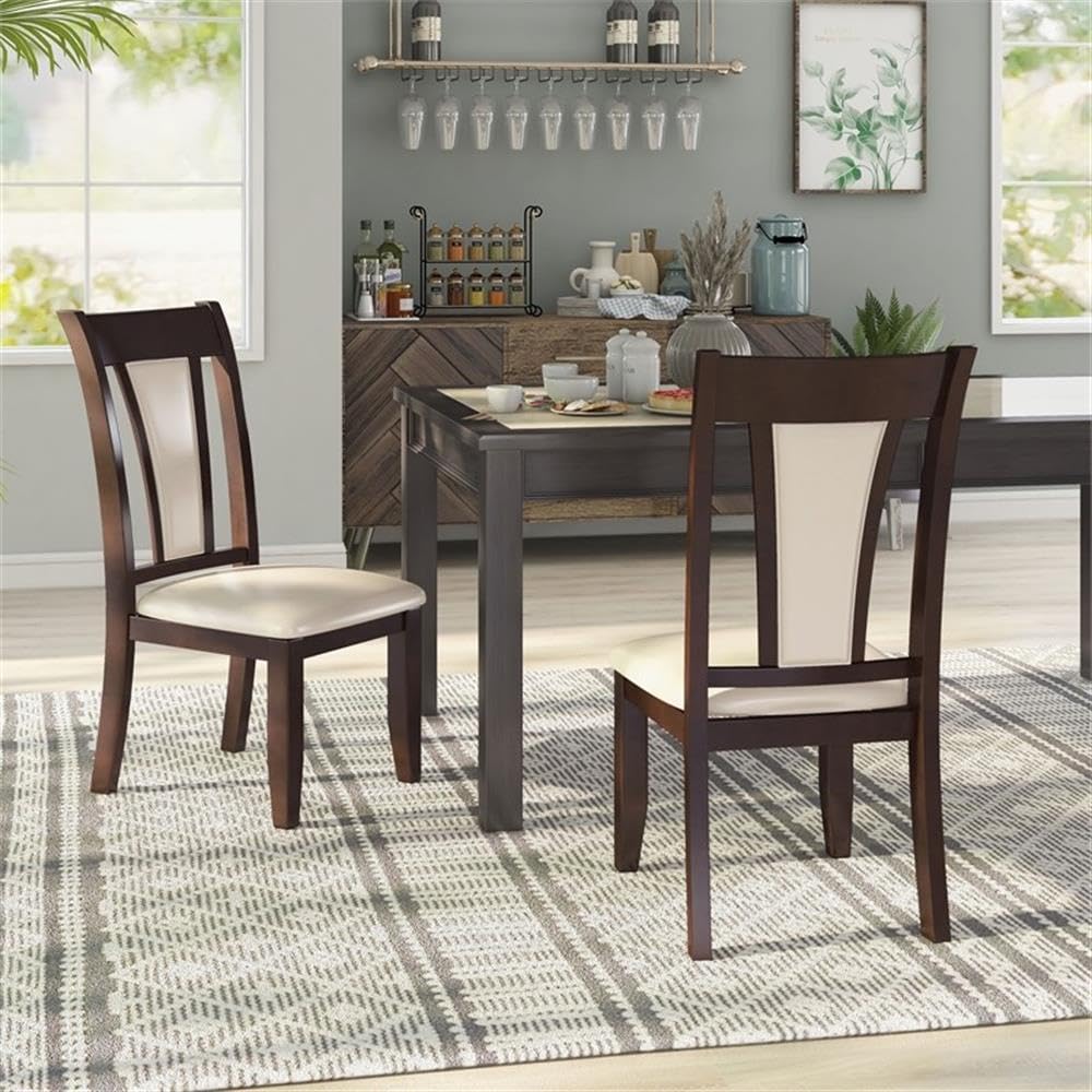 Furniture of America Dalcroze Modern Dining Chair Set of 2 - Ivory Fabric Upholstered Side Chairs for Kitchen, Dining Room, Breakfast Nook & Home Decor