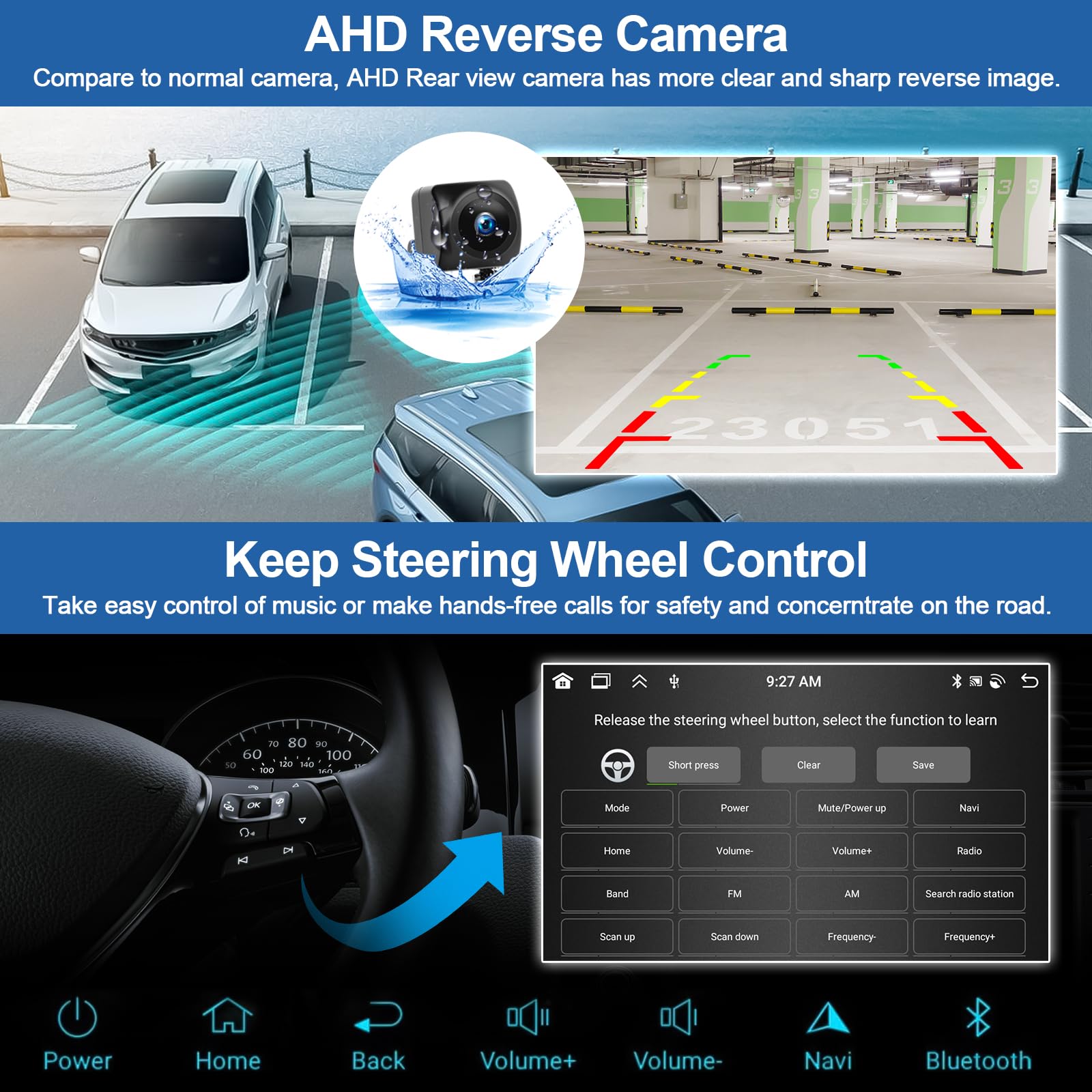 CAMECHO 9 Inch Android 13 Car Stereo 2GB RAM 64GB ROM - Wireless Apple CarPlay & Android Auto - GPS Navigation - Bluetooth - Backup Camera - Compatible with Volkswagen Jetta Tiguan Golf Beetle Passat - Perfect for Road Trips & Daily Commutes