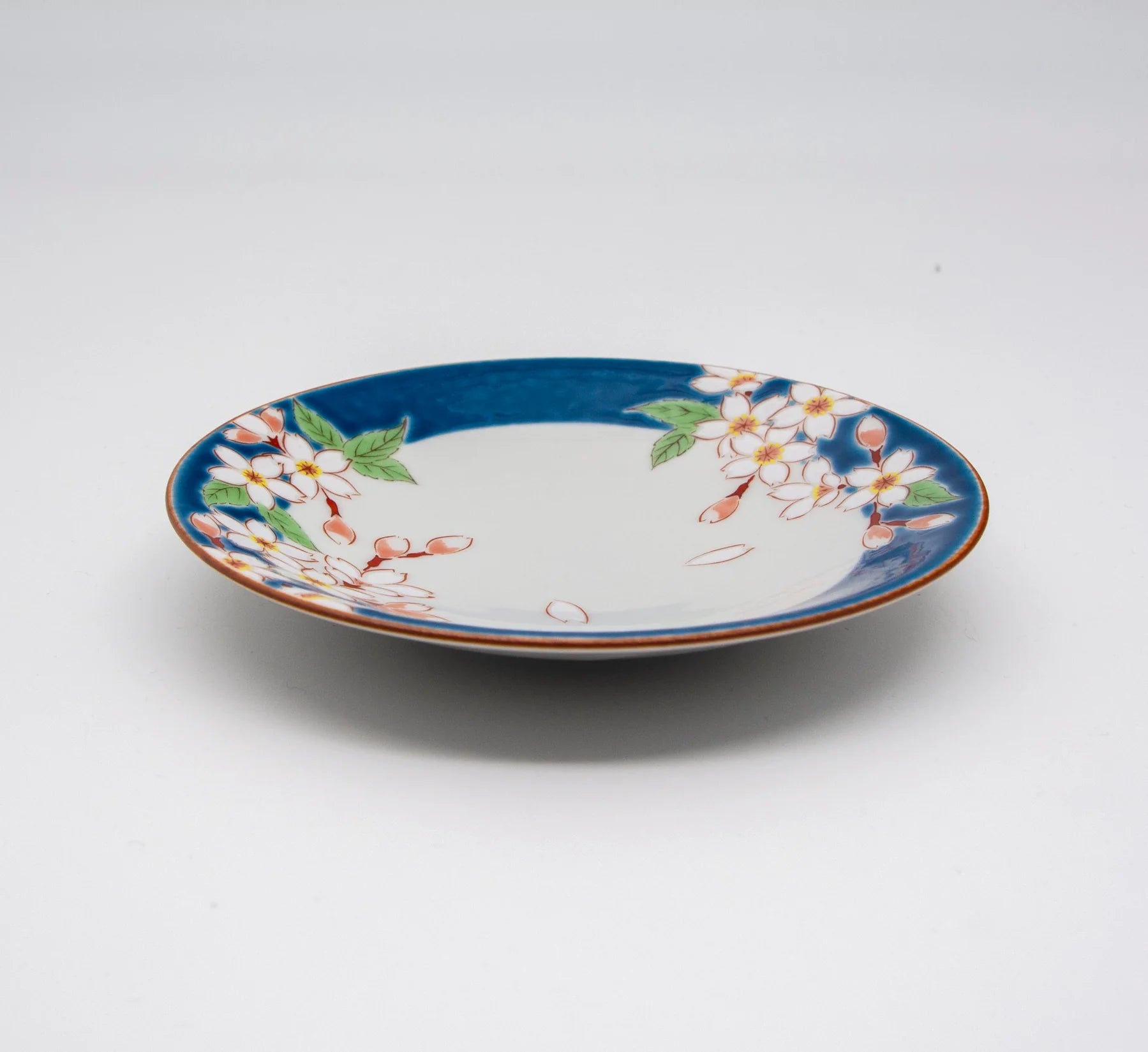 Kutani Yaki Japanese Cherry Blossom Small Plate - 5.4 Inch (13.8 cm) Handcrafted Ceramic Dish for Sushi, Dessert & Home Decor