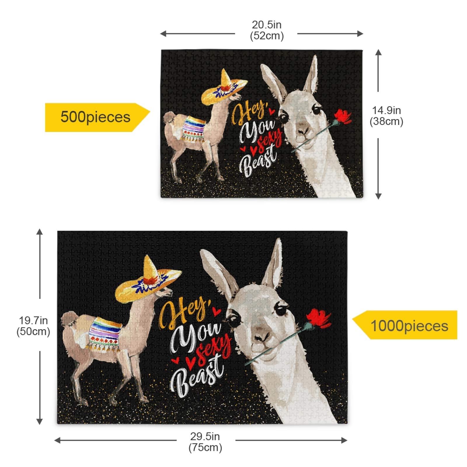 500-Piece Cute Llama Alpaca Flower Jigsaw Puzzle for Kids & Adults - Colorful Challenging Family Game for Birthday Parties & Rainy Day Activities