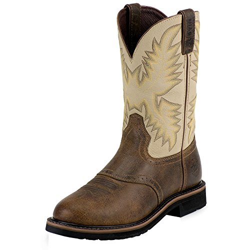 Justin Original Work Boots for Men - Stampede Steel Toe Work Boots - Durable & Comfortable for Construction, Farming & Outdoor Work