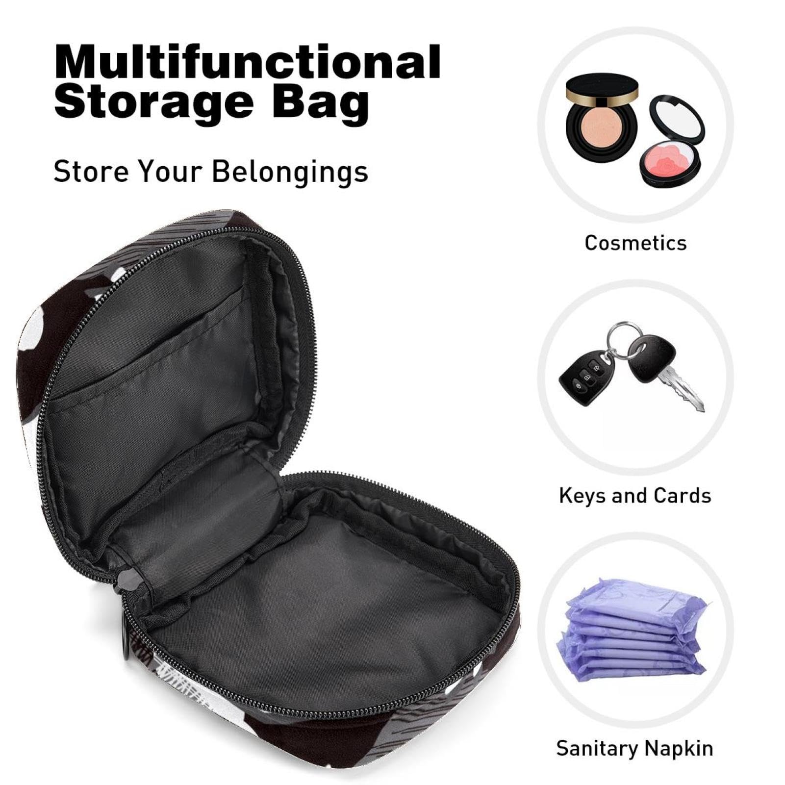 Menstrual Cup Pouch & Sanitary Pad Organizer - Waterproof Travel Case for Women & Girls - Halloween Ghost White Design - Perfect for Travel, Gym, School & Daily Use