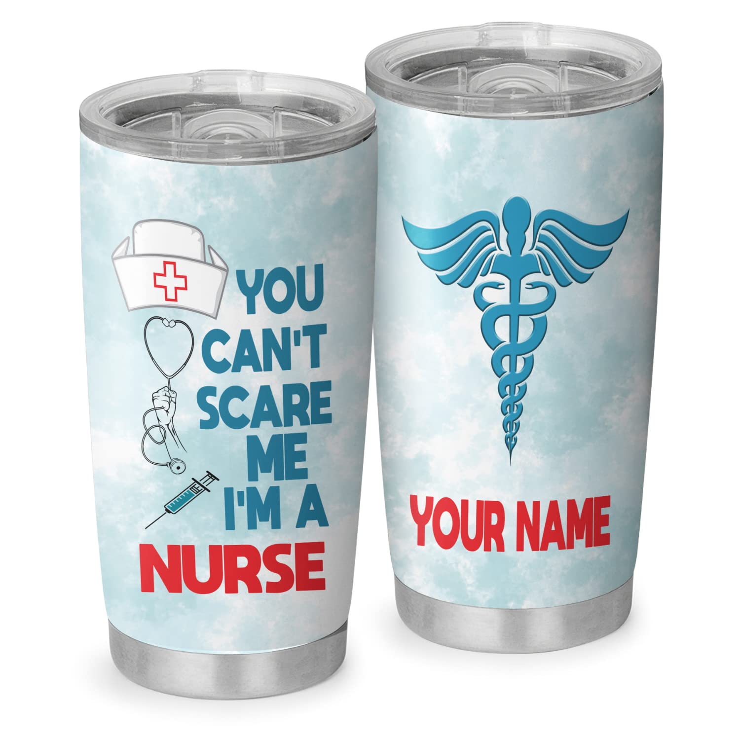 Personalized Nurse Tumbler Cup - 20oz Stainless Steel Vacuum Insulated Coffee Mug with Lid - Custom Name Gift for Women Nurses, Birthday & Graduation Present - Perfect for Shifts, Hospitals & Daily Use