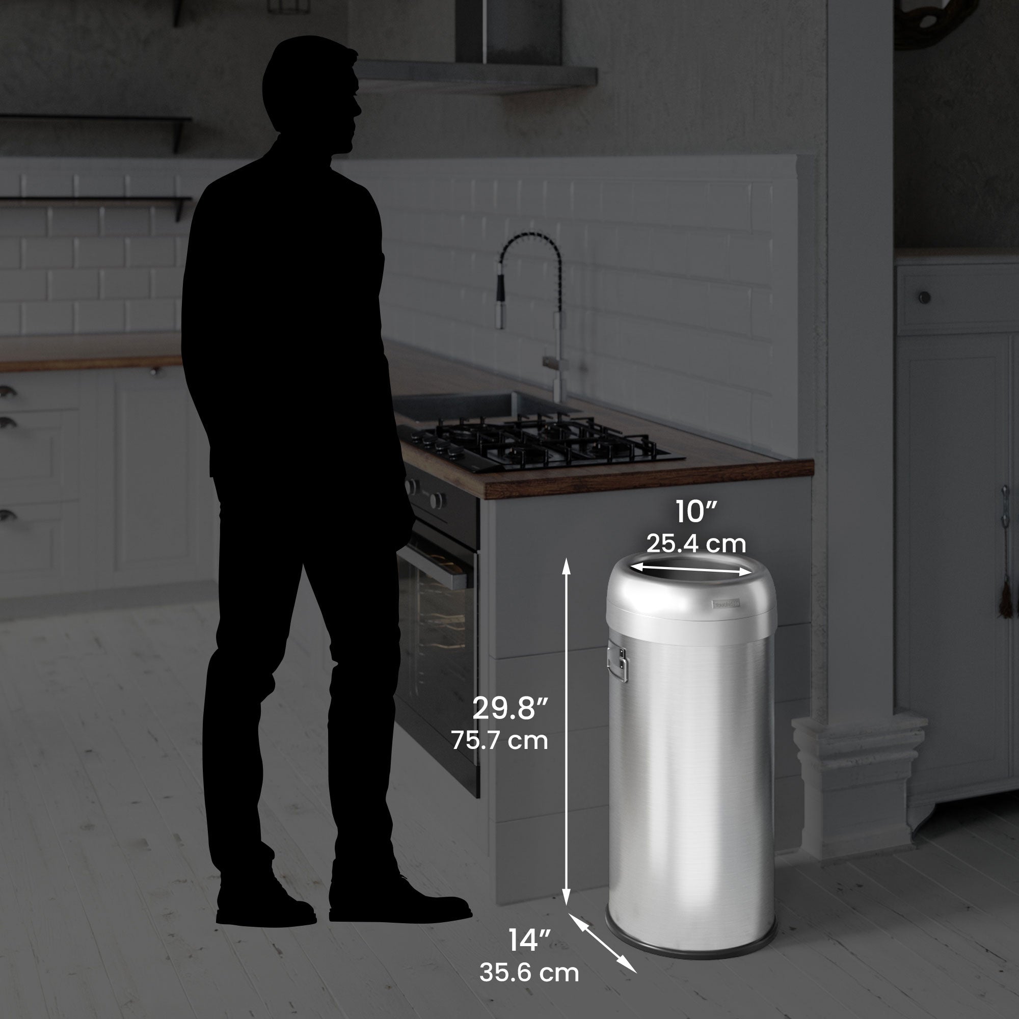 16 Gallon / 61 Liter Round Open Top Composite Kitchen Trash Can with Dual AbsorbX Technology - Odor Control & Leak Proof Waste Bin for Home, Office, or Restaurant Use