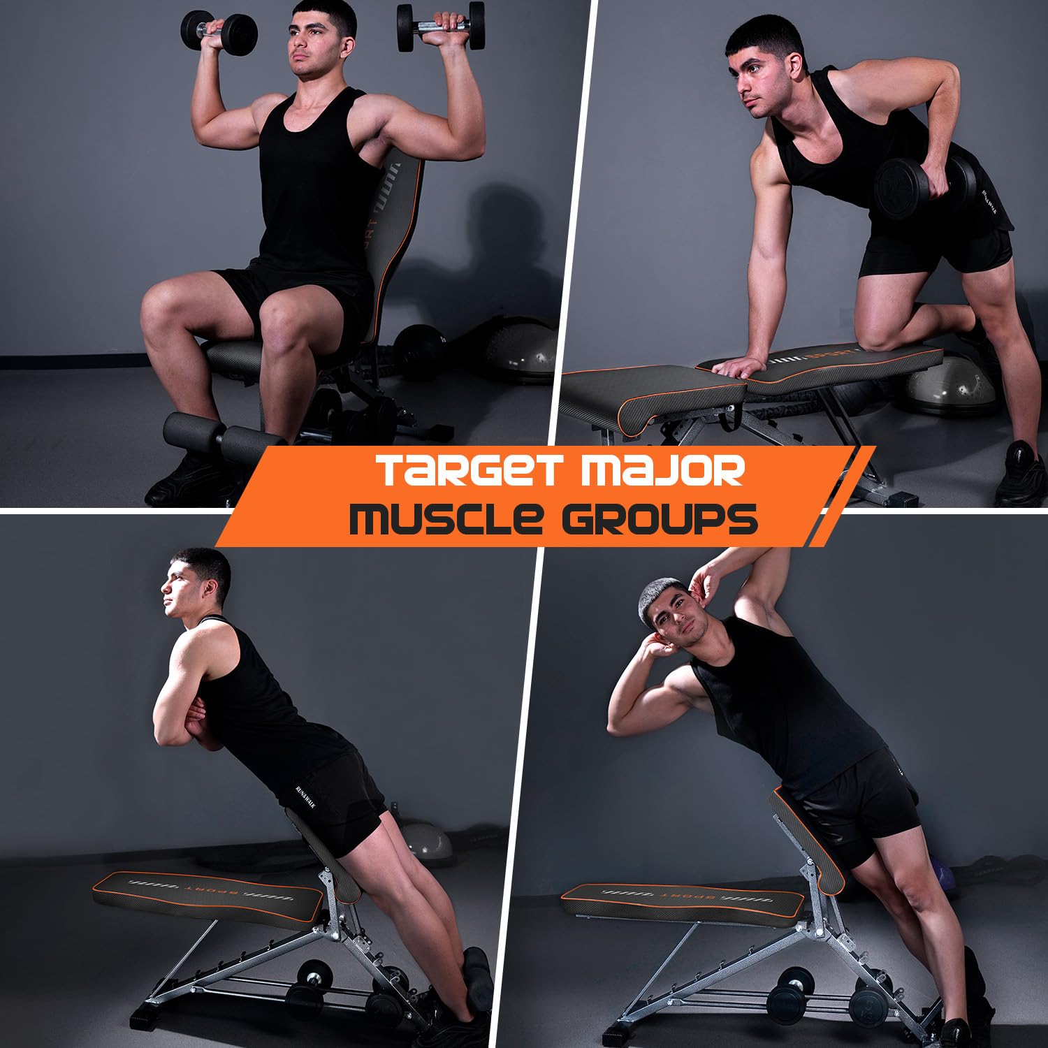 KUYOU Adjustable Weight Bench - 2-in-1 Roman Chair for Home Gym & Full Body Workout