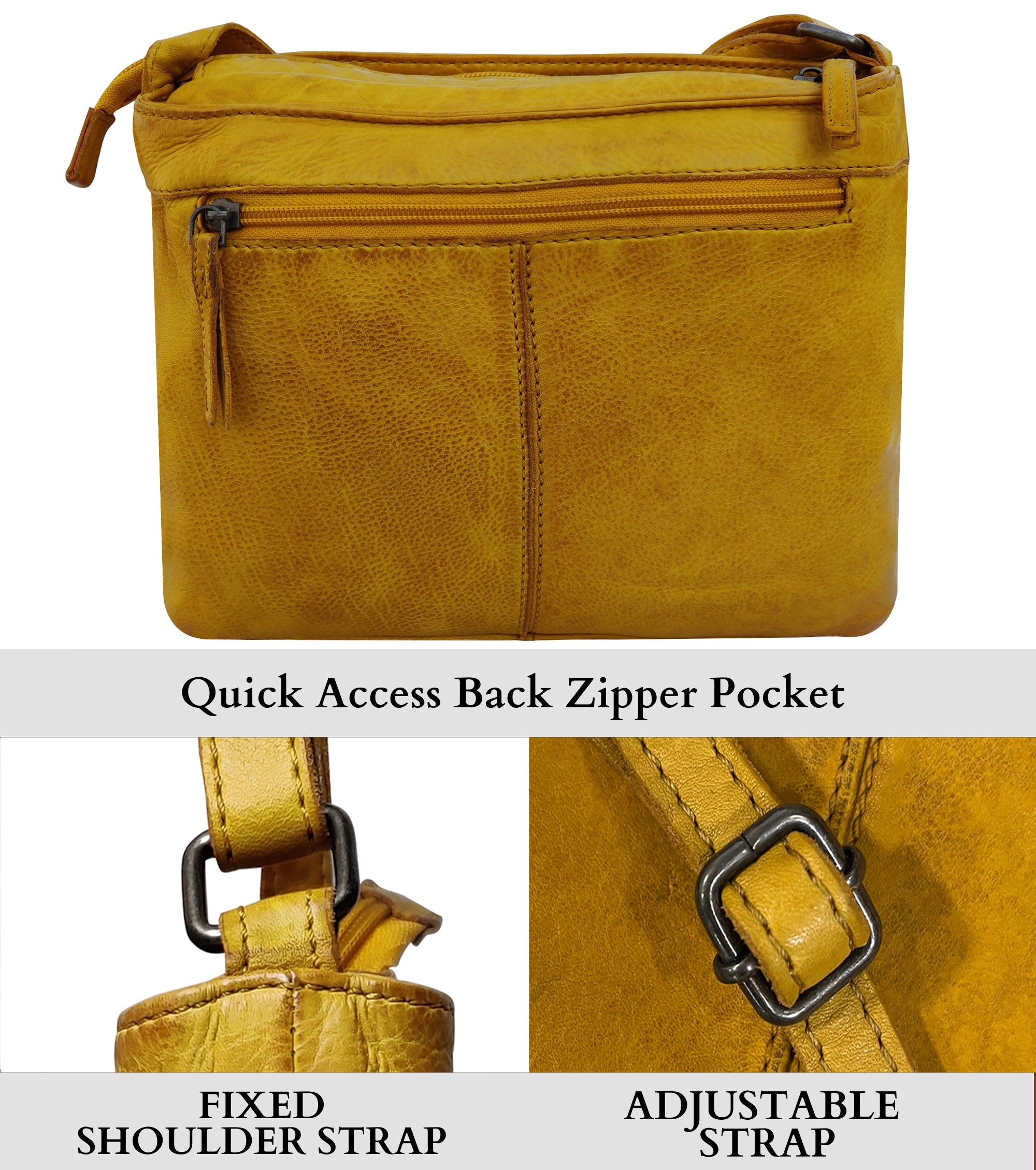 Stylish Yellow Leather Crossbody Bag for Women - Perfect for Everyday Use, Travel & Shopping