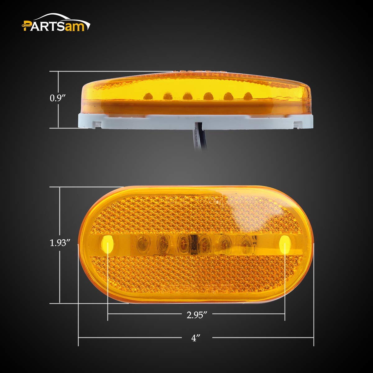 Partsam 14x Amber/Red 2x4 Inch LED RV Camper Tail Light Kit - 6 Diode LED Marker Lights with Red Surface Mount Stop/Turn/Tail & License Plate Lights - Waterproof for RV Trailers, 5th Wheel Motorhomes & Campers - Perfect for Night Driving & Enhanced Safety