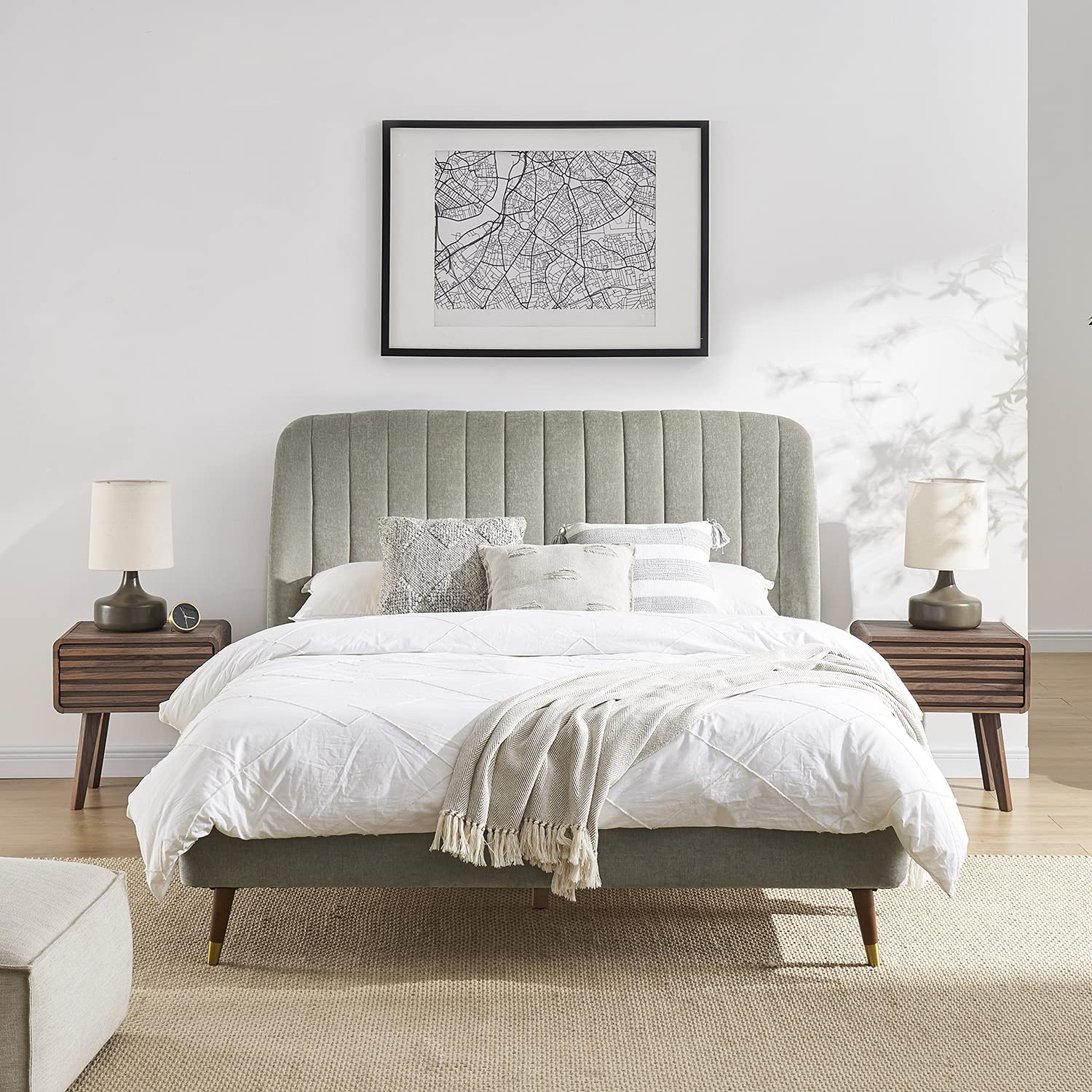 Ensley Mid Century Modern Nightstand with Drawer - Set of 2 Small Bedside Tables with Storage, End Tables for Living Room & Bedroom - Perfect for Bedside Organization & Living Room Decor