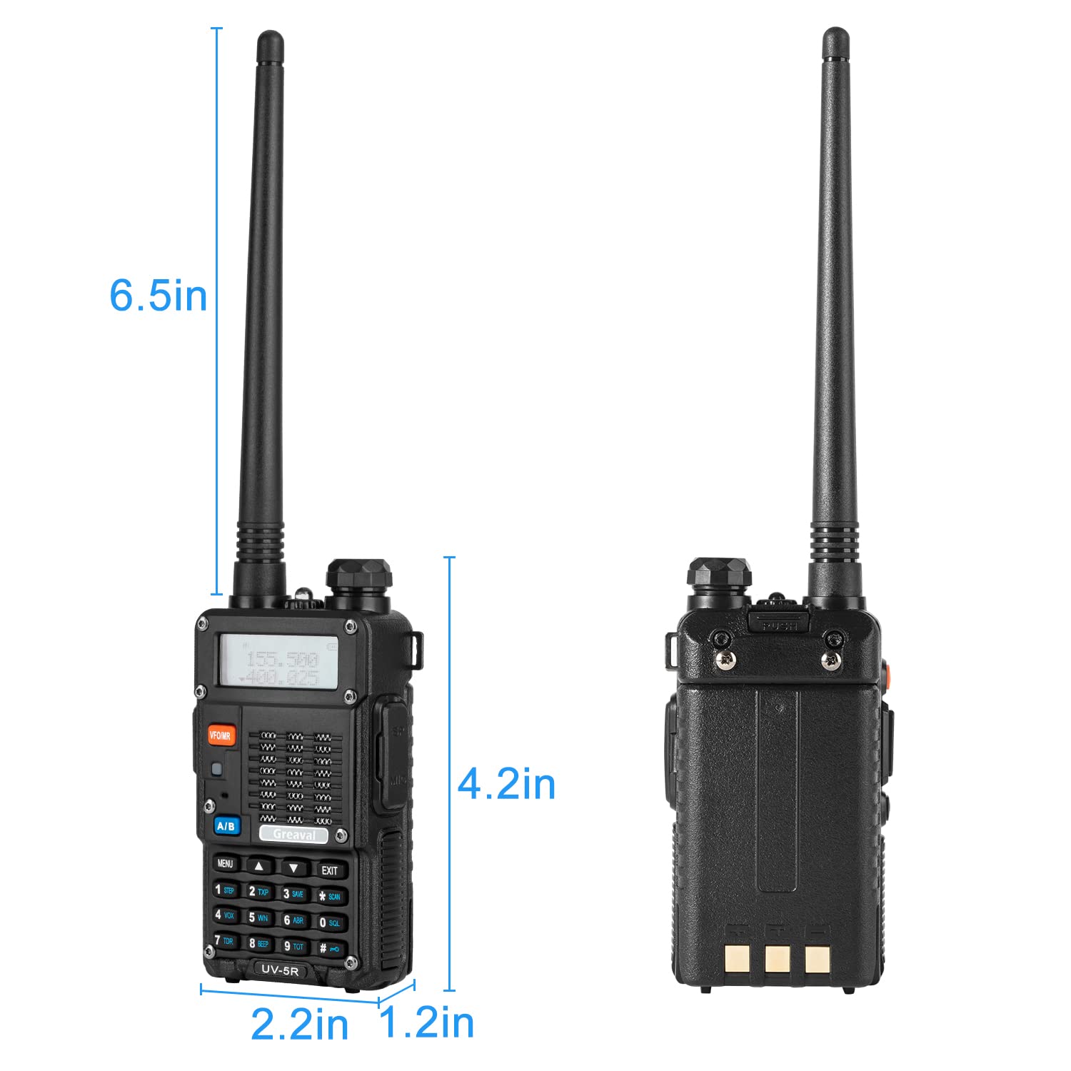 UV-5R Dual Band UHF VHF Ham Radio Walkie Talkie (2 Pack) - Long Range Two Way Radio with Rechargeable Li-ion Battery, Earpiece & Programming Cable - Perfect for Outdoor Adventures, Emergency Communication & Security Teams
