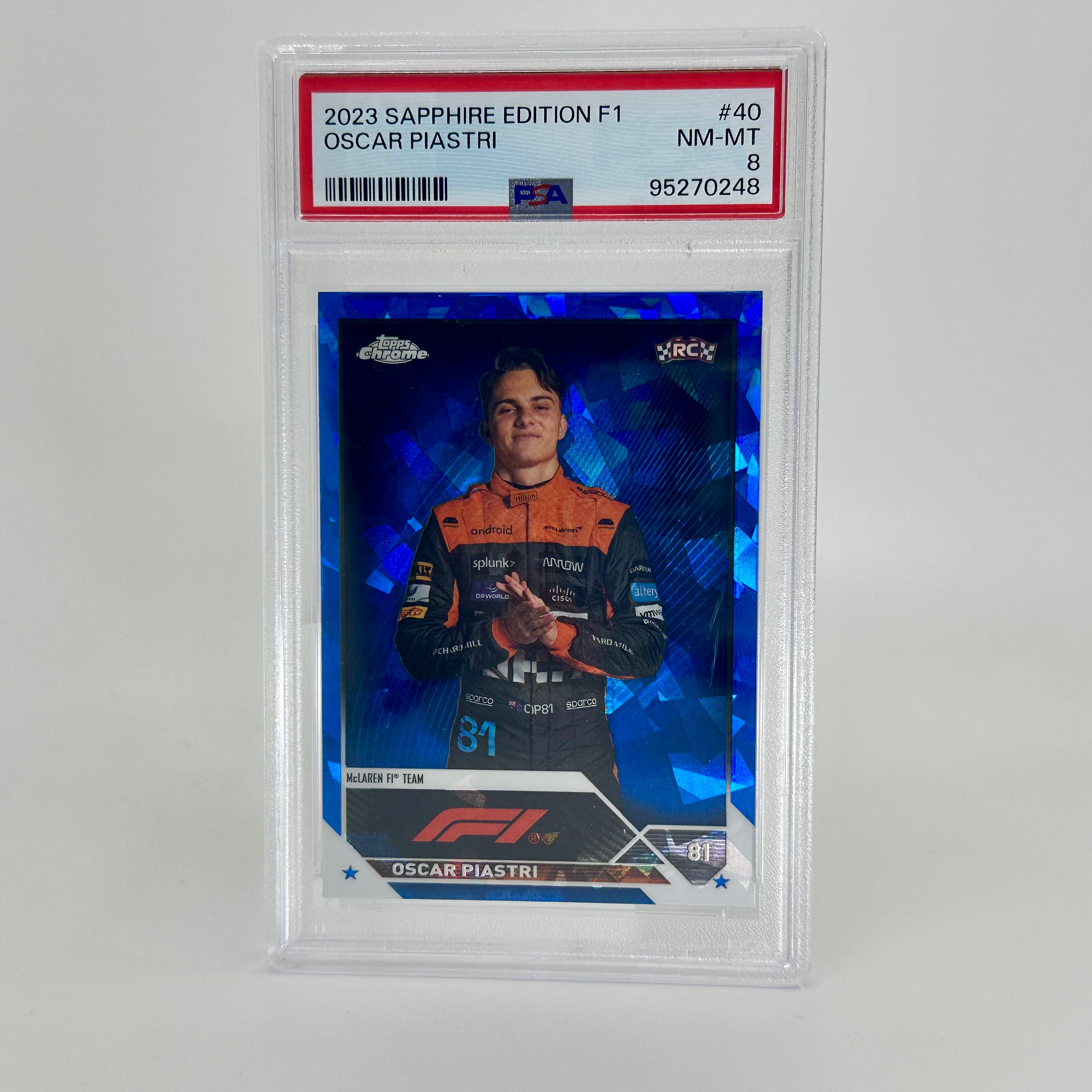 2023 Topps Chrome F1 Oscar Piastri #40 PSA 8 Rookie Card - Sapphire Edition | Perfect for F1 Collectors, Sports Memorabilia Enthusiasts & Investment Collectibles