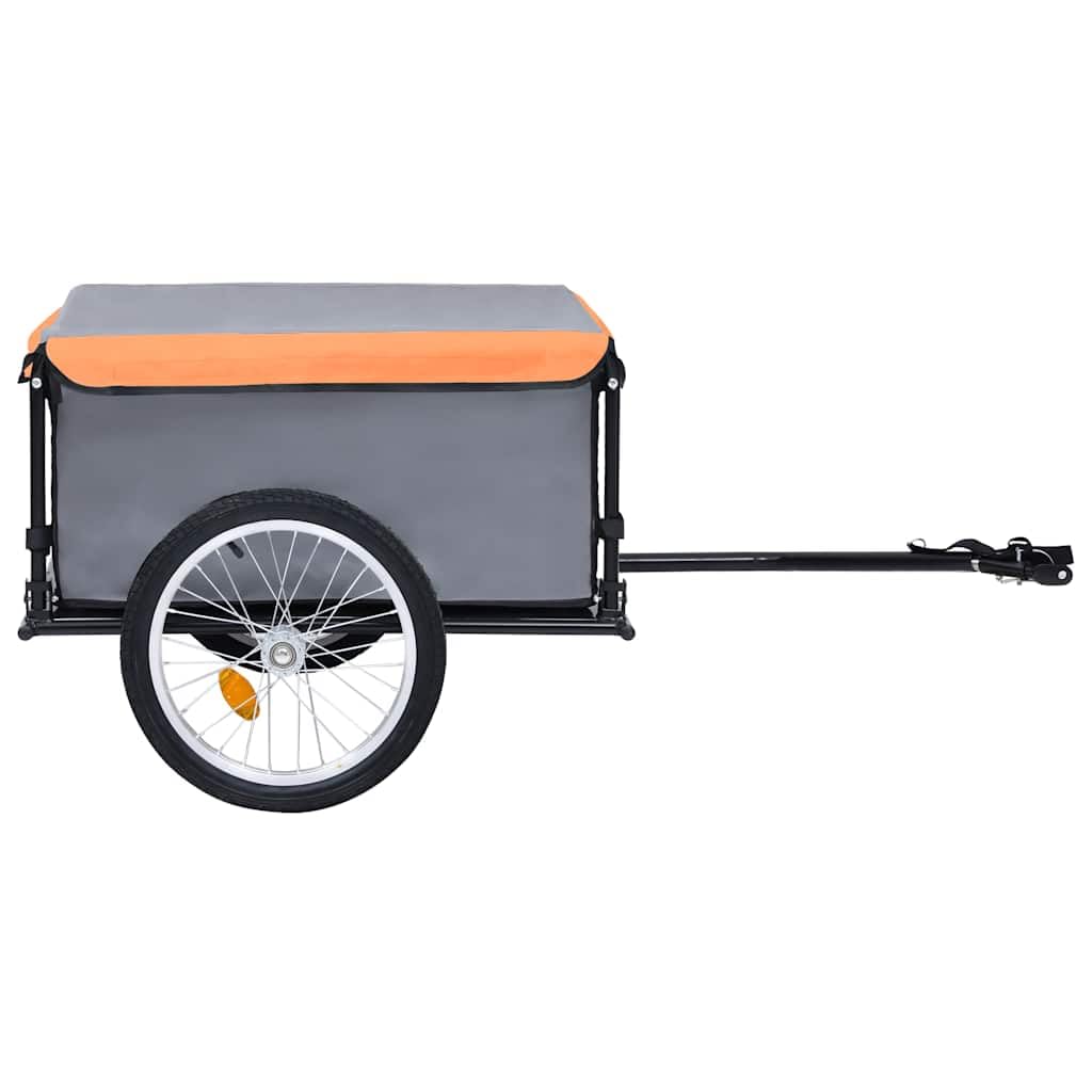 Premium Gray and Orange Bike Trailer - Heavy Duty 143.3 lb Capacity for Cycling, Camping & Family Outings