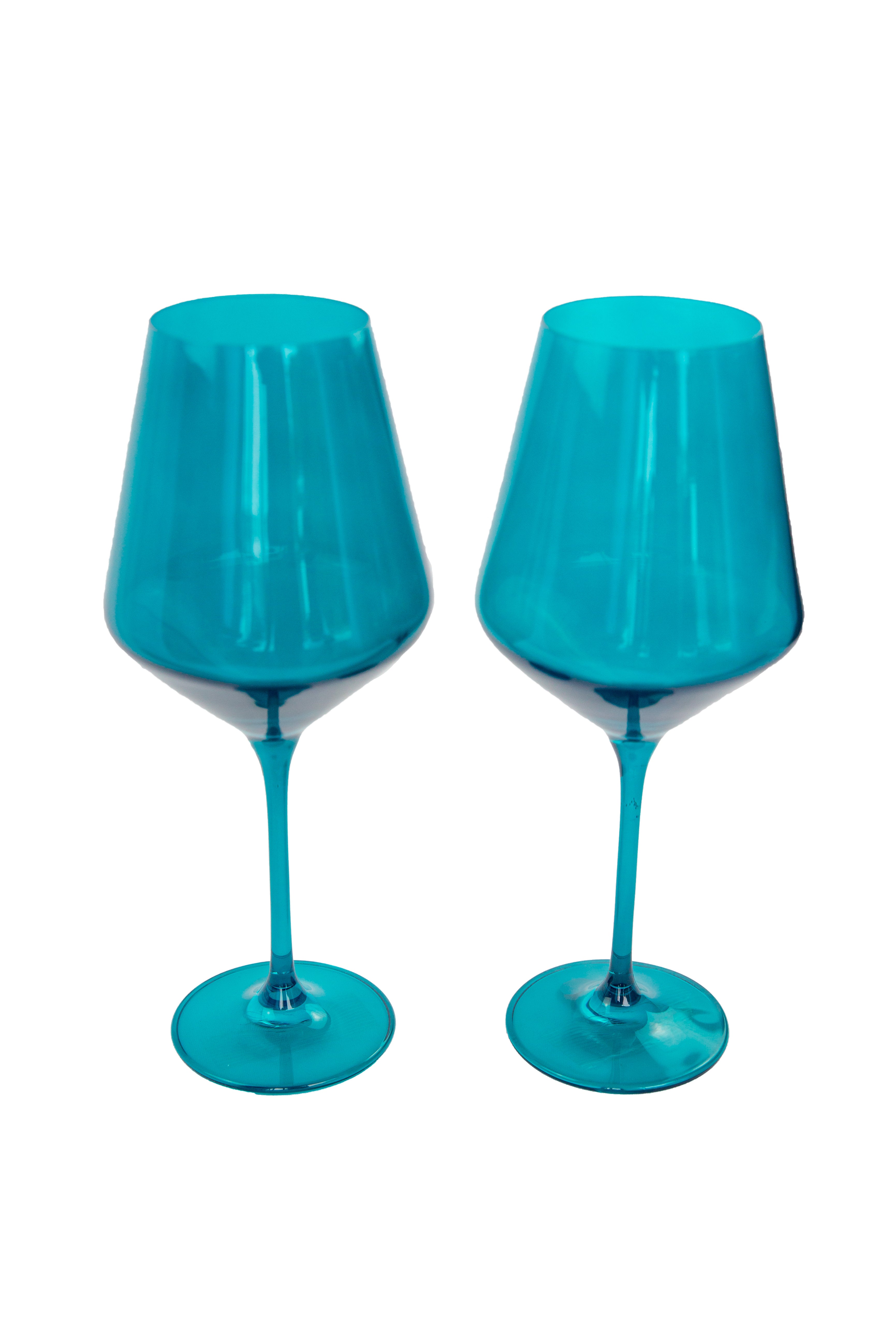 Estelle Teal Wine Glasses Set of 2 - Elegant Stemware for Red & White Wine - Perfect for Dinner Parties & Romantic Date Nights
