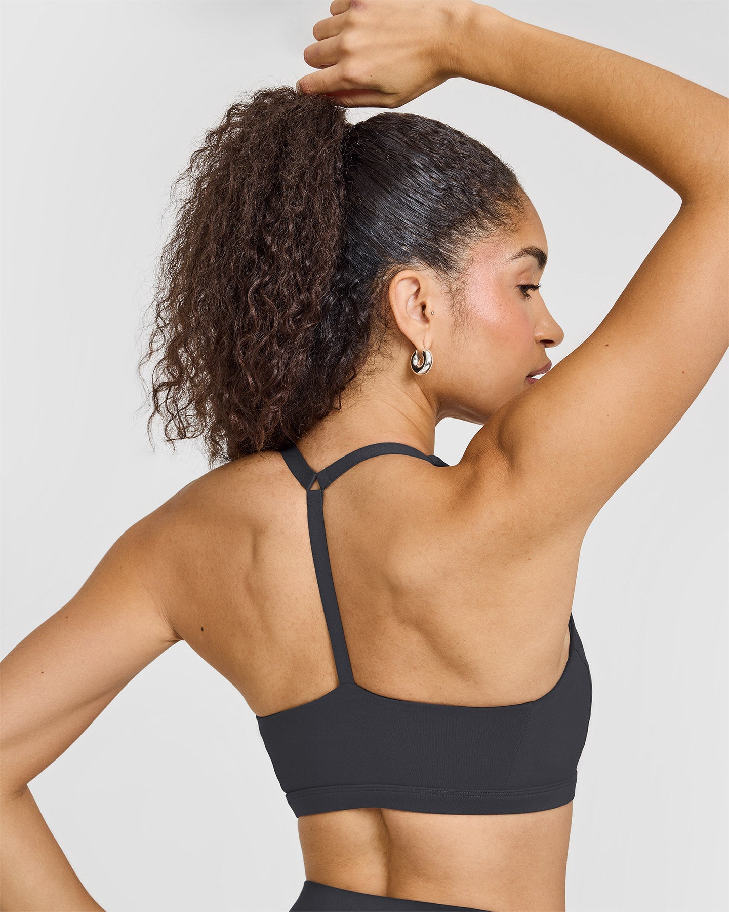 Timeless Square Neck Sports Bra in Coal - High Support Workout Top for Yoga, Running & Gym