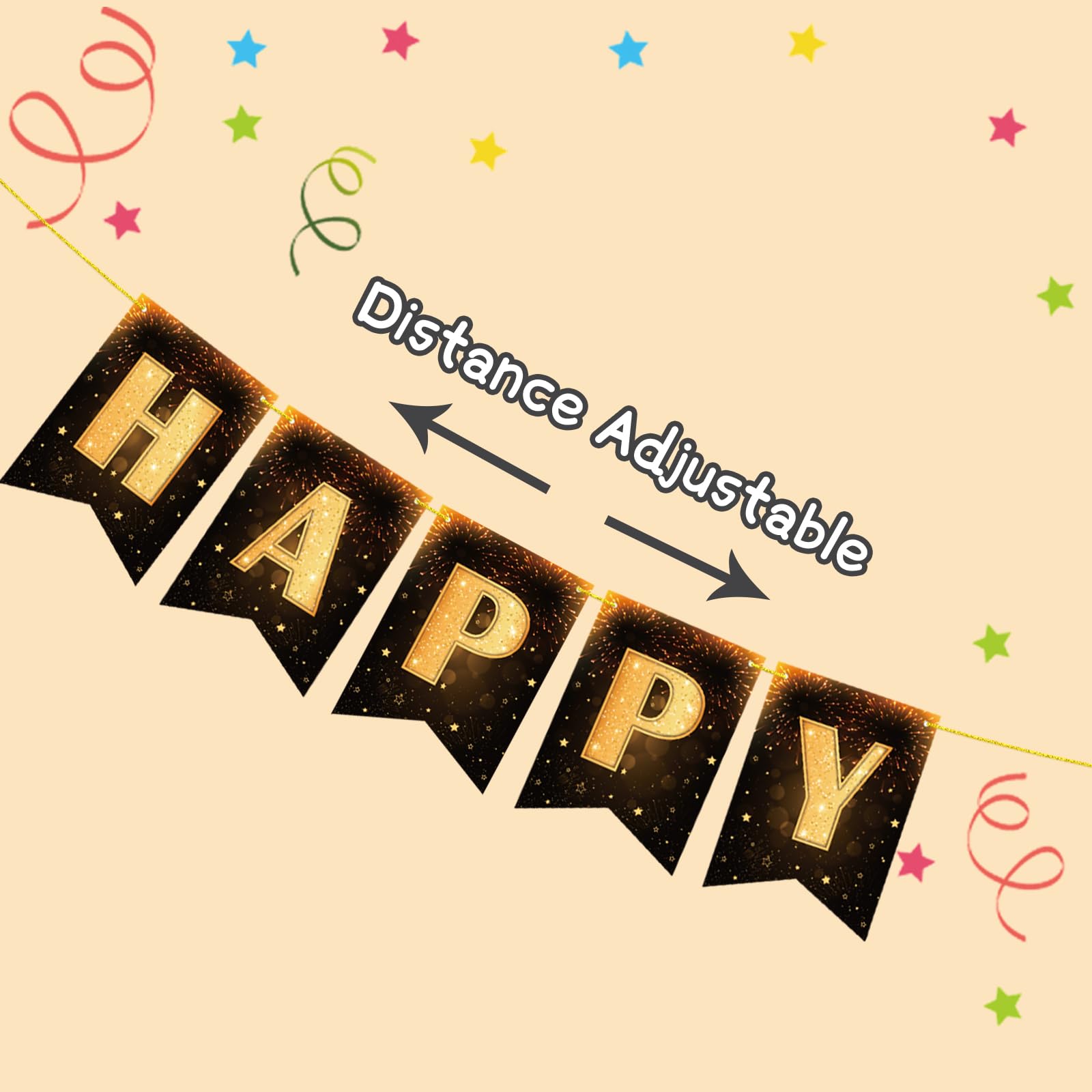 YQUQWN Happy New Year Banner 2025 - No DIY NYE Party Decorations, New Year's Eve Banners & Signs for 2025 Celebrations | Perfect for Home, Office & Holiday Party Decor