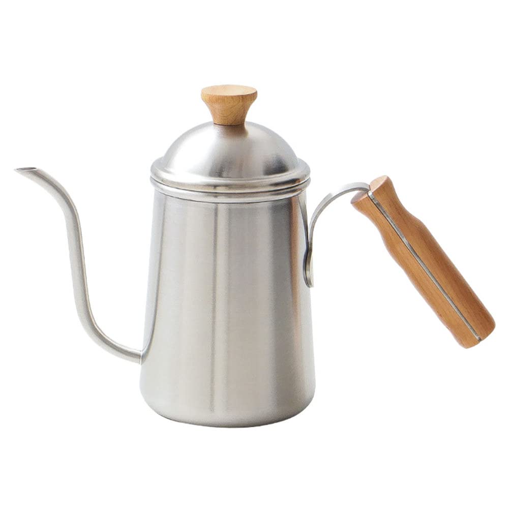 INOOMP 650ML Gooseneck Kettle with Wooden Handle - Precision Pour Over Coffee & Tea Kettle for Stove Top, Long Narrow Spout for Perfect Drip Coffee, Espresso & Loose Leaf Tea Brewing - Ideal for Home Baristas & Tea Enthusiasts