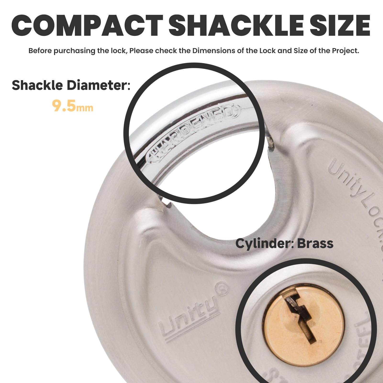 **Stainless Steel Disc Padlock 2 3/4'' (70mm) - Heavy Duty Round Disc Lock for Outdoor Security - Ideal for Self Storage, Trailers, Trucks, Sheds, Fences & Containers - Weatherproof & Durable**    *(Use Cases: Secure your storage units, trailers, trucks, sheds, fences, and shipping containers with this rust-resistant stainless steel disc lock for long-lasting protection.)*