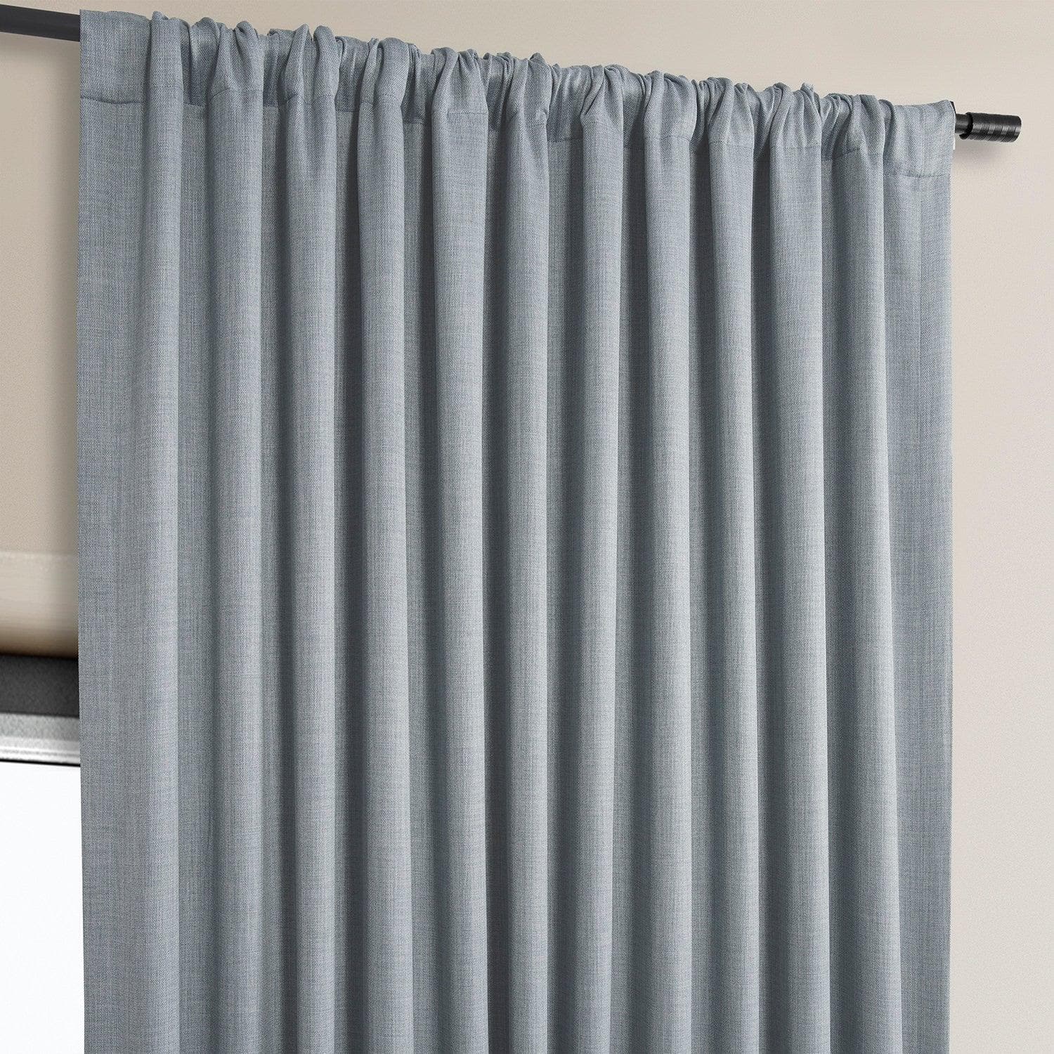 Heather Grey Extra Wide Textured Faux Linen Blackout Curtains for Bedroom & Living Room - Noise Reducing & Thermal Insulated Window Drapes