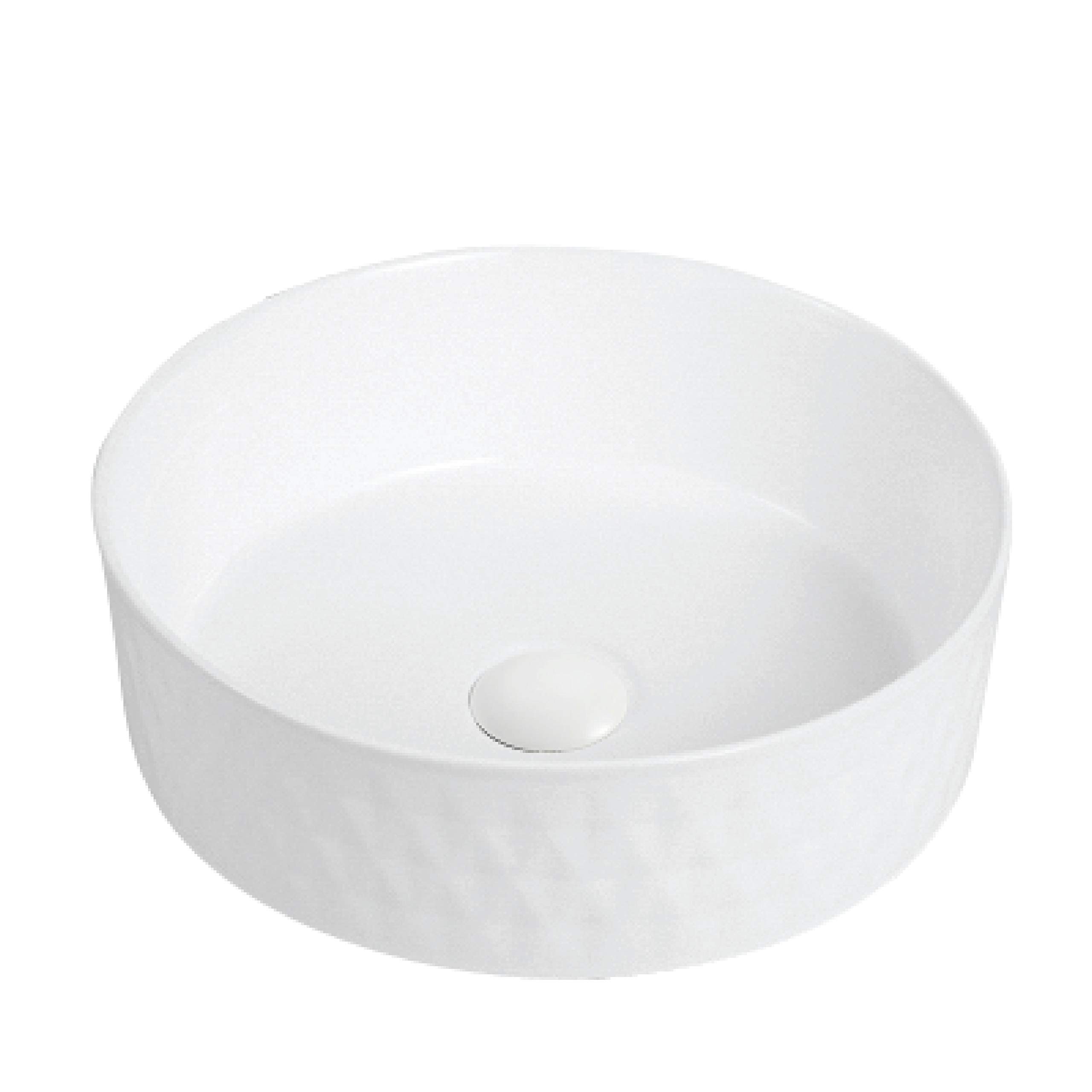 Karran VC-424-WH White 14-Inch Vitreous China Vessel Bathroom Sink - Modern Above Counter Basin for Powder Room, Guest Bath & Master Bathroom Vanity