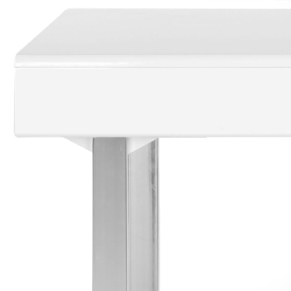 Safavieh Home Collection Berkley Desk - Modern White & Chrome Writing Desk for Home Office, Study, or Dorm Room | Stylish Workstation with Sleek Design