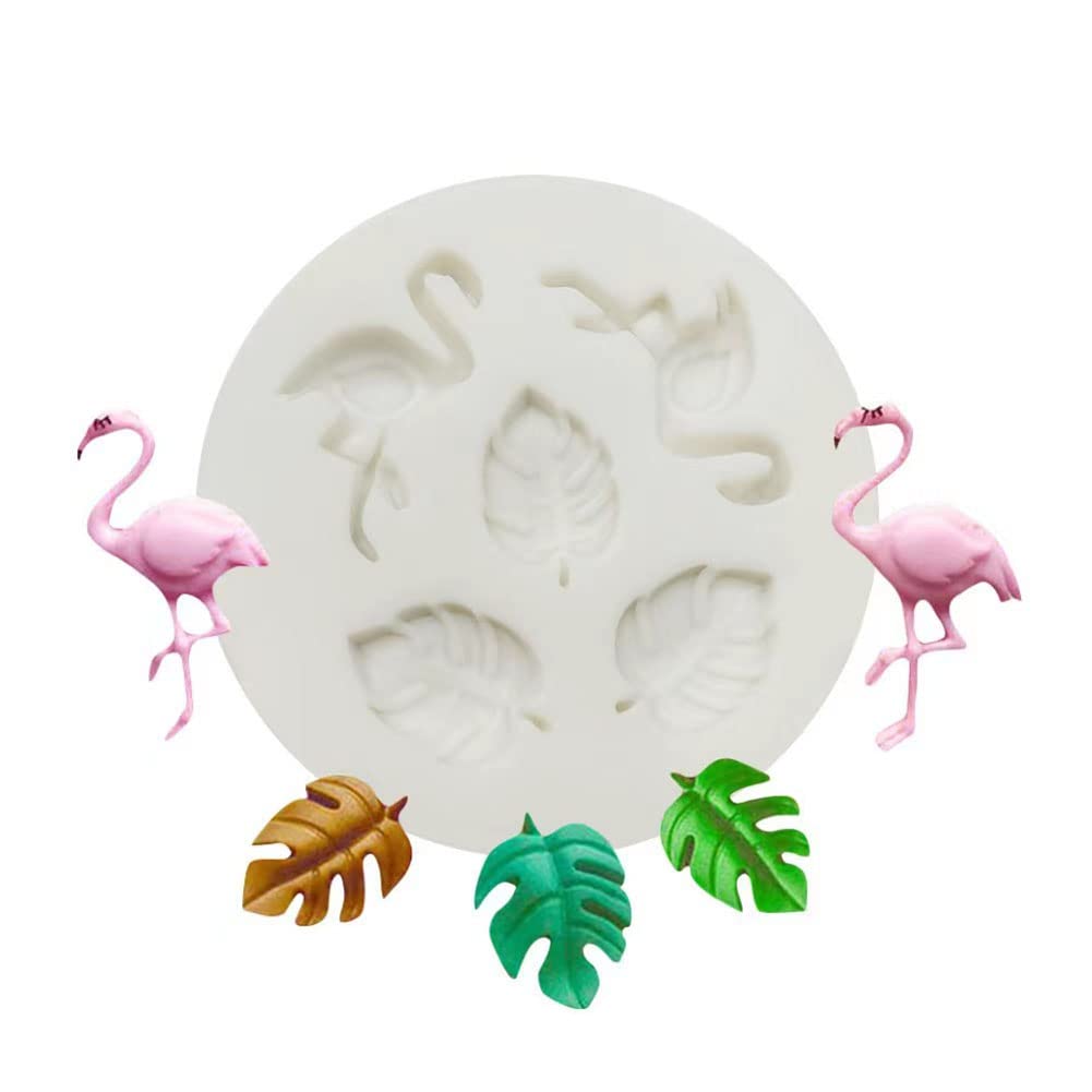 Tropical Leaf & Flamingo Silicone Molds for Cake Decorating - Fondant & Cupcake Toppers for Baby Showers, Birthday Parties & Wedding Cakes - DIY Baking Supplies for Tropical Themed Desserts