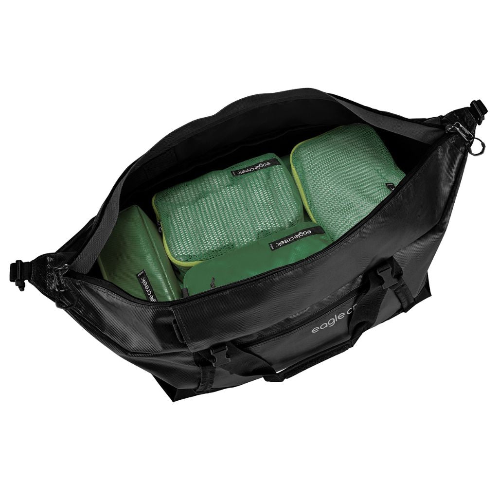 Eagle Creek Migrate 90L Ultra Tough Duffel Backpack - Waterproof Travel Duffel Bag with Shoulder Straps for Camping, Hiking & Adventure Travel - Black