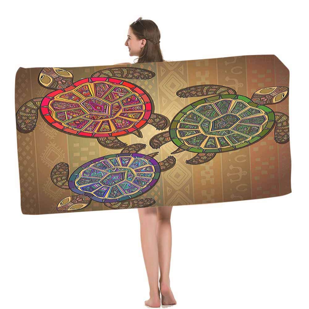 HOSNYE Ethnic Style Three Turtles Beach Towel - Soft, Highly Absorbent Bath Towel for Swimming, Sports, Beach, Gym & Bathroom - Perfect for Pool Parties, Summer Vacations and Coastal Home Decor