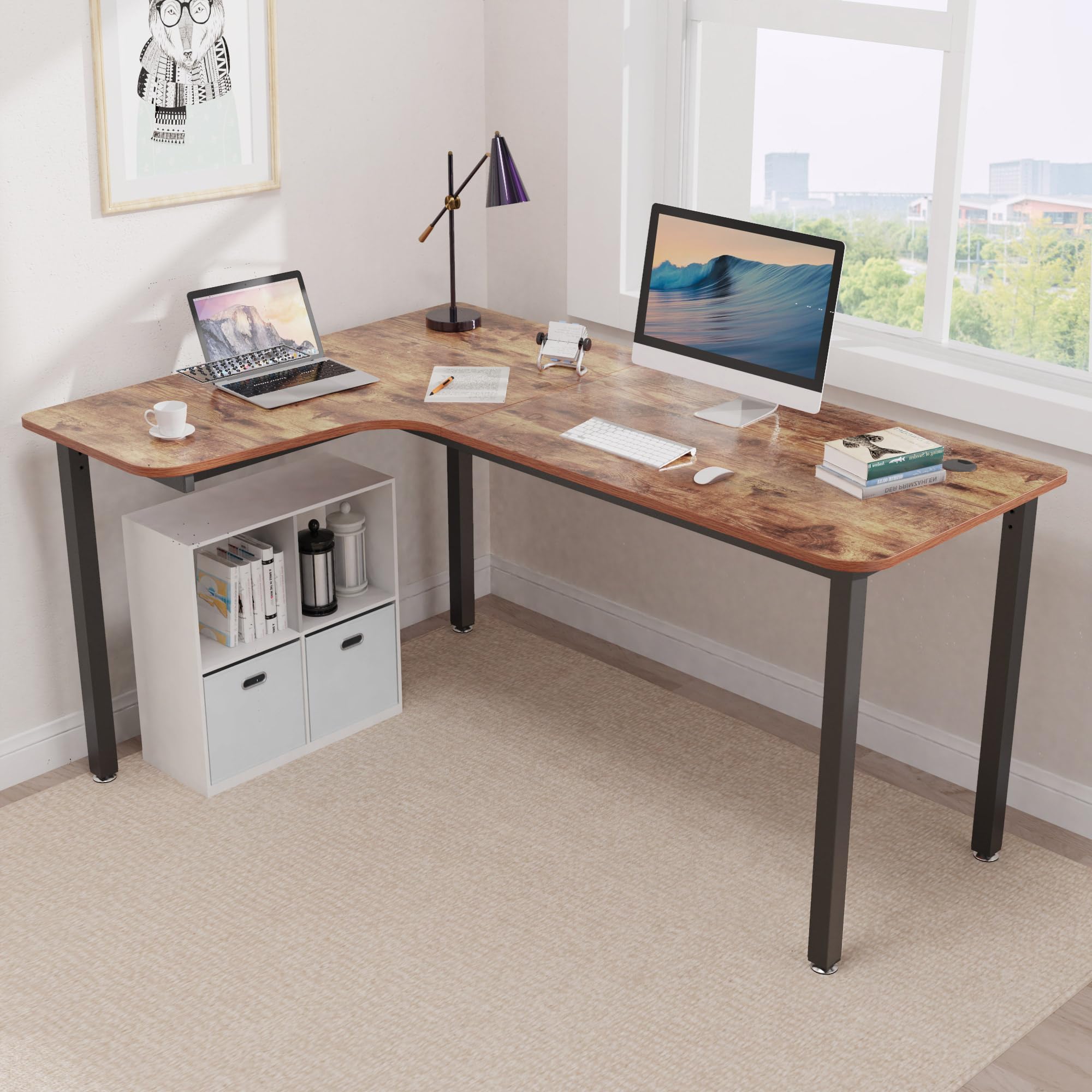 EUREKA ERGONOMIC 61 Inch L-Shaped Computer Corner Desk for Home Office, Gaming & Study - Space Saving Design with Mouse Pad, Easy Assembly (Left Side, Brown) - Perfect for Small Spaces & Multi-Monitor Setups