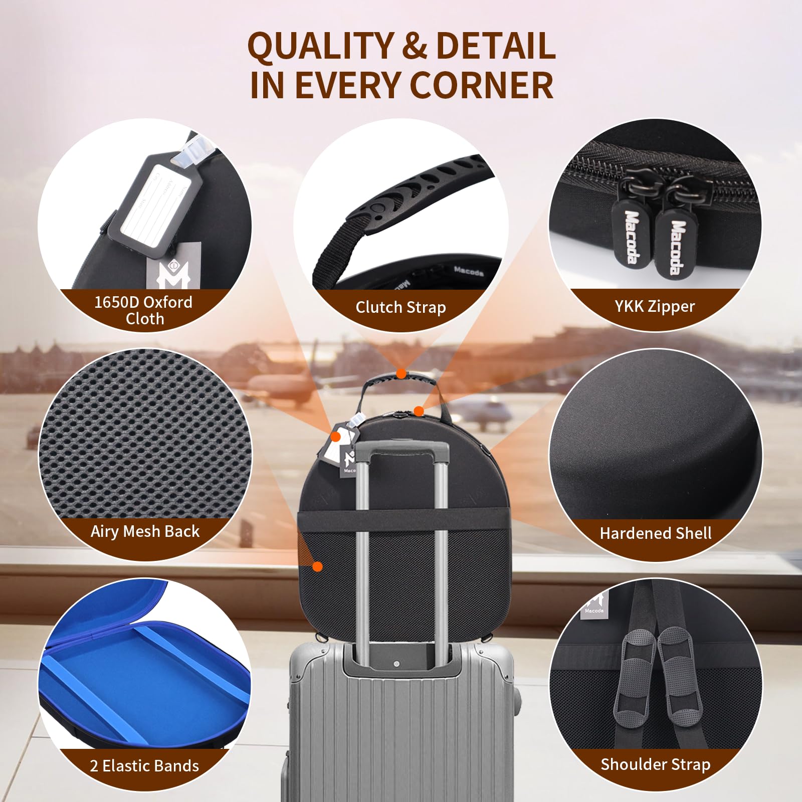 Travel Hat Holder with Tablet Pocket - Portable Hat Storage Case for Men & Women, Protects up to 2 Hats - Includes Carrying Handle, Shoulder & Luggage Strap (Blue) - Perfect for Airplane, Road Trips & Outdoor Adventures