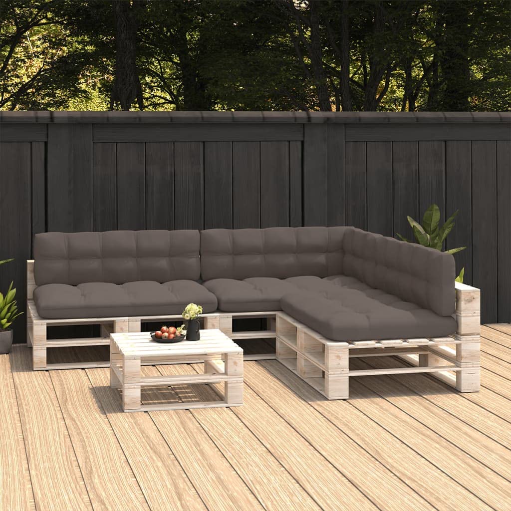 **CHARMMA 7-Piece Pallet Sofa Cushion Set - Taupe (16.97KG) - Comfortable & Durable Outdoor/Indoor Furniture Cushions for Patio, Garden, or Living Room**