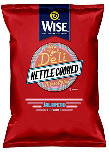 Wise Snacks NY Deli Kettle Cooked Jalapeno Potato Chips - Gluten Free, 1 Oz (36 Count) - Perfect for Parties, Snacking & On-the-Go Lunchboxes
