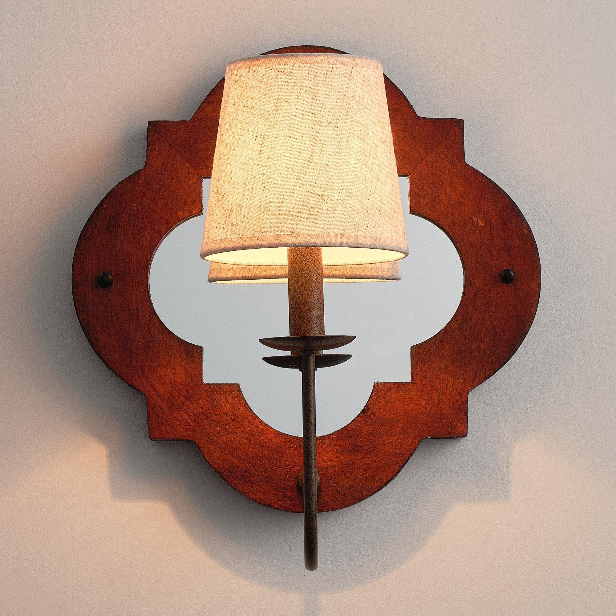 Rustic Iron Wood Wall Sconce Light - Farmhouse Style Candle Holder for Bedroom, Living Room, or Porch Decor