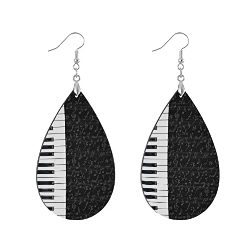 Piano Keyboard Music Note Teardrop Earrings - Lightweight Wooden Dangle Earrings for Women & Girls | Elegant Statement Jewelry Gift for Musicians, Music Lovers & Teachers | Perfect for Concerts, Performances & Music-Themed Events