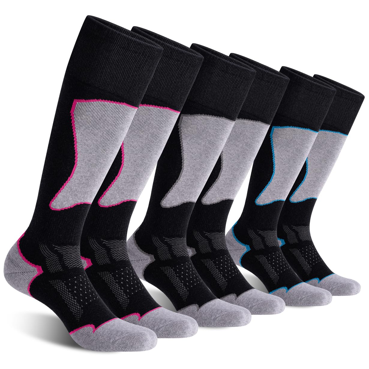 2/3 Pack Women's Thermal Ski Socks - Warm Winter Wool Blend for Skiing & Snowboarding - Perfect for Cold Weather Outdoor Activities