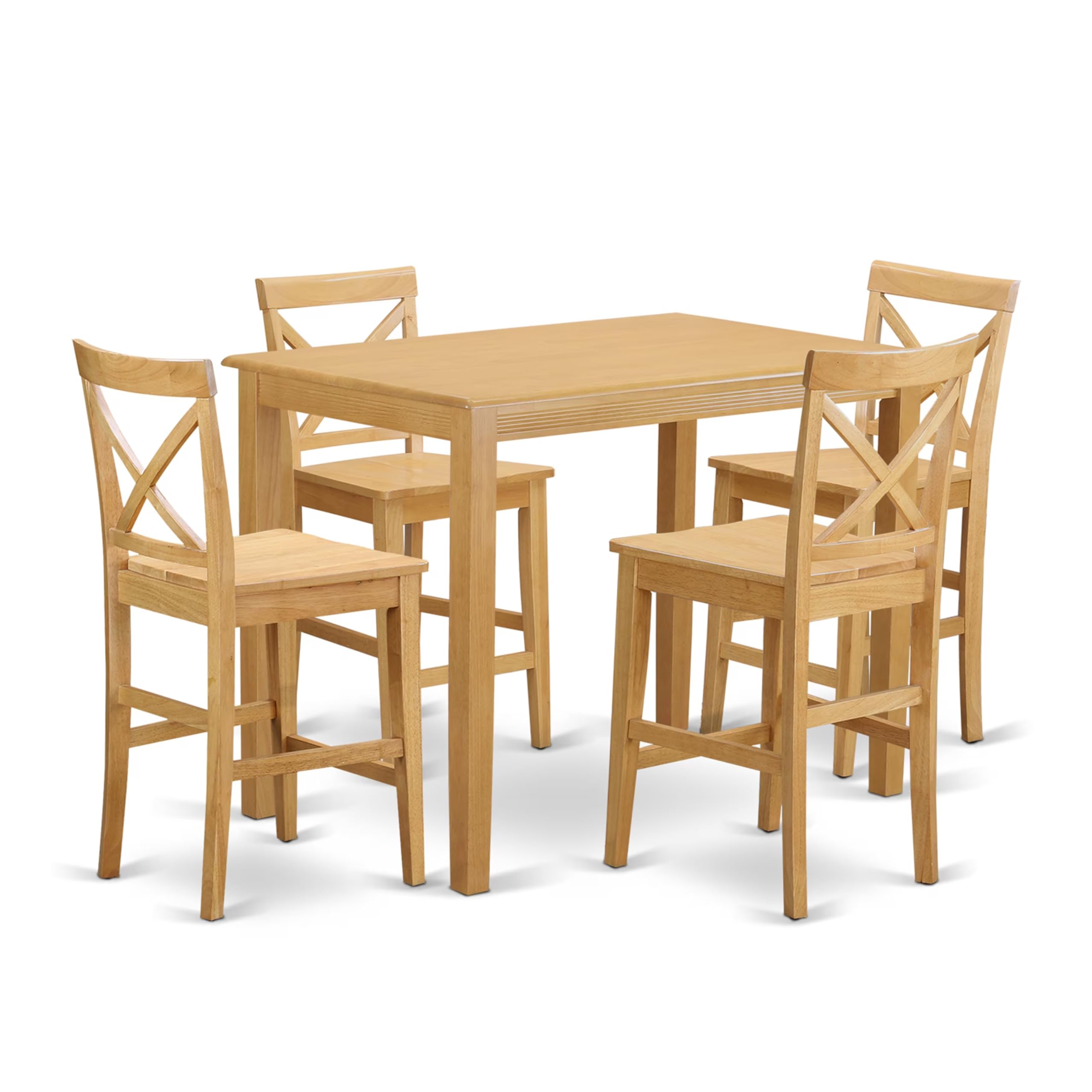 East West Furniture 5-Piece Kitchen Counter Set with Rectangle Dining Table & 4 Chairs, 30x48 Inch, Solid Oak Wood - Space Saving Dining Set for Small Kitchens, Apartments & Compact Homes | Modern Farmhouse, Scandinavian & Minimalist Style | Perfect for Breakfast Nooks, Kitchen Islands, Studio Apartments, Home Offices & Small Dining Areas | Great for Morning Coffee, Casual Dinners, and Hosting Guests in Cozy Spaces | Durable & Stylish for Daily Use