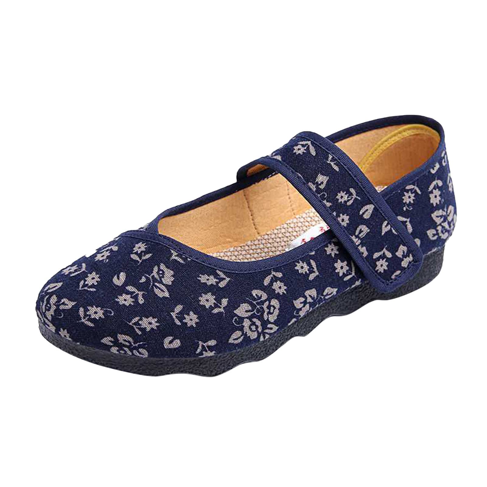FAJIA Women's Soft Casual Slip-On Shoes - Embroidered Cloth Upper & Lightweight Sole - Comfortable Leather Loafers for Women - Perfect for Work, Travel, and Daily Wear