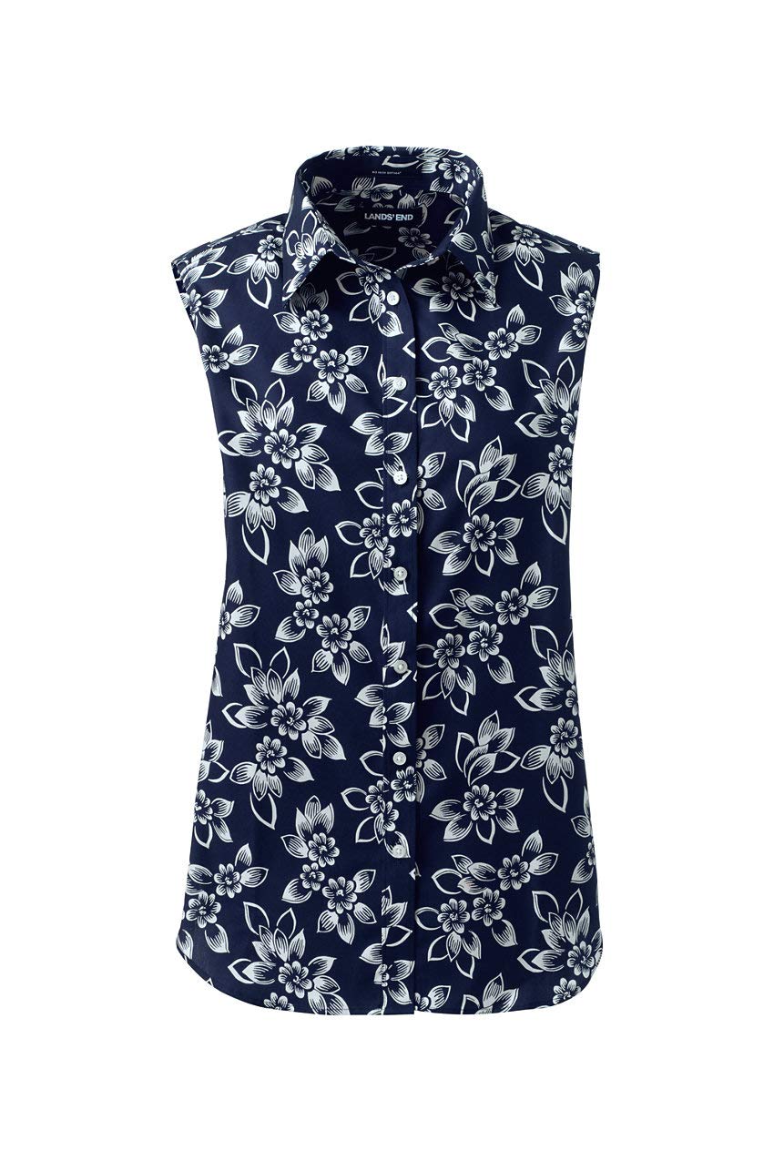Lands' End Women's Sleeveless No Iron Shirt - Wrinkle-Free Comfort for Work & Travel | Office Wear & Summer Outfits